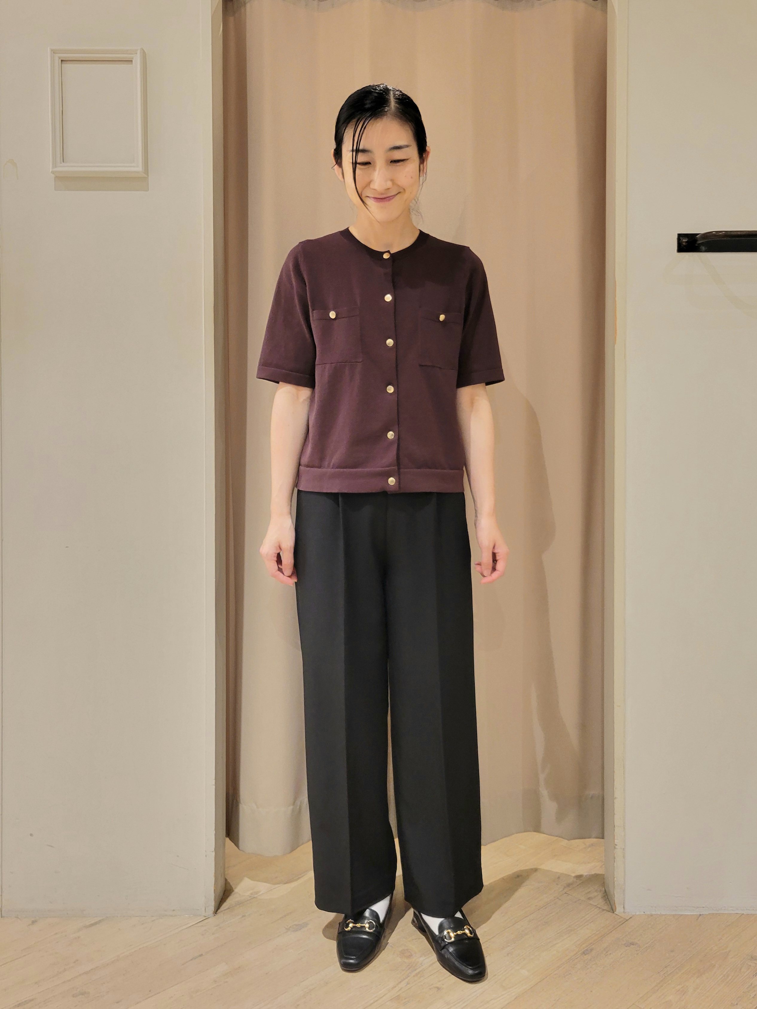 いそさんの「grove｜【選べる着丈/UVカット/接触冷感etc】センタープレス取れにくいワイドパンツ」を使ったコーディネート