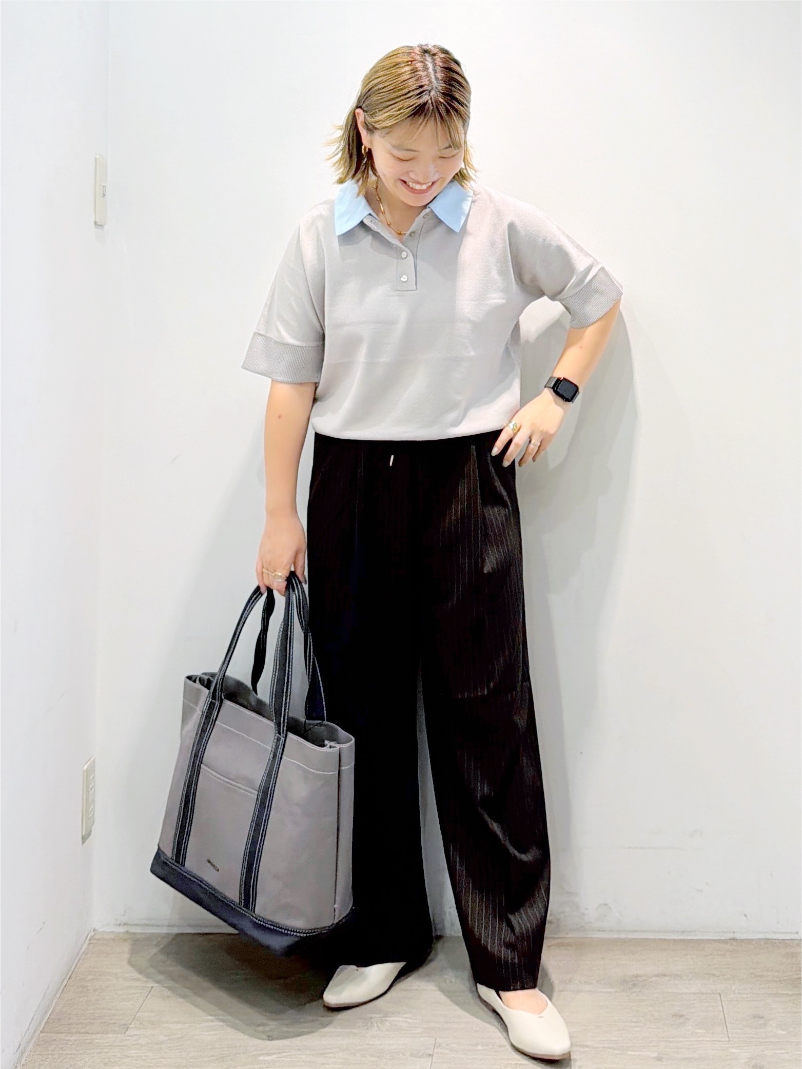 sumicaさんの「OPAQUE.CLIP｜2WAY衿ドッキングニット《洗濯機OK》」を使ったコーディネート