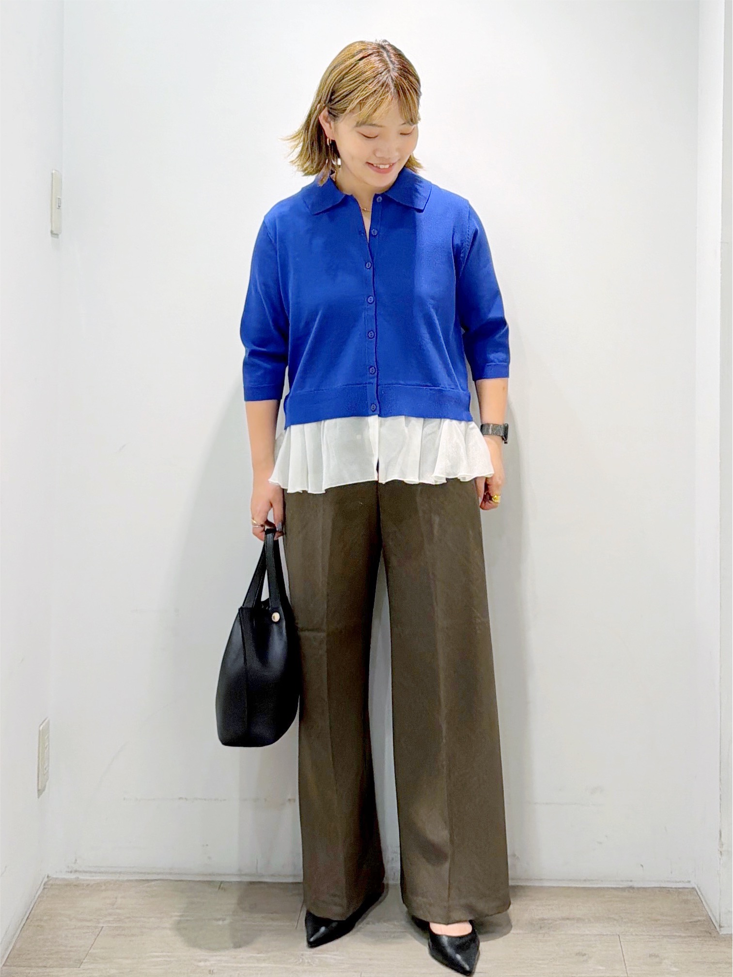 sumicaさんの「OPAQUE.CLIP｜裾シアードッキングニット【洗濯機OK】」を使ったコーディネート