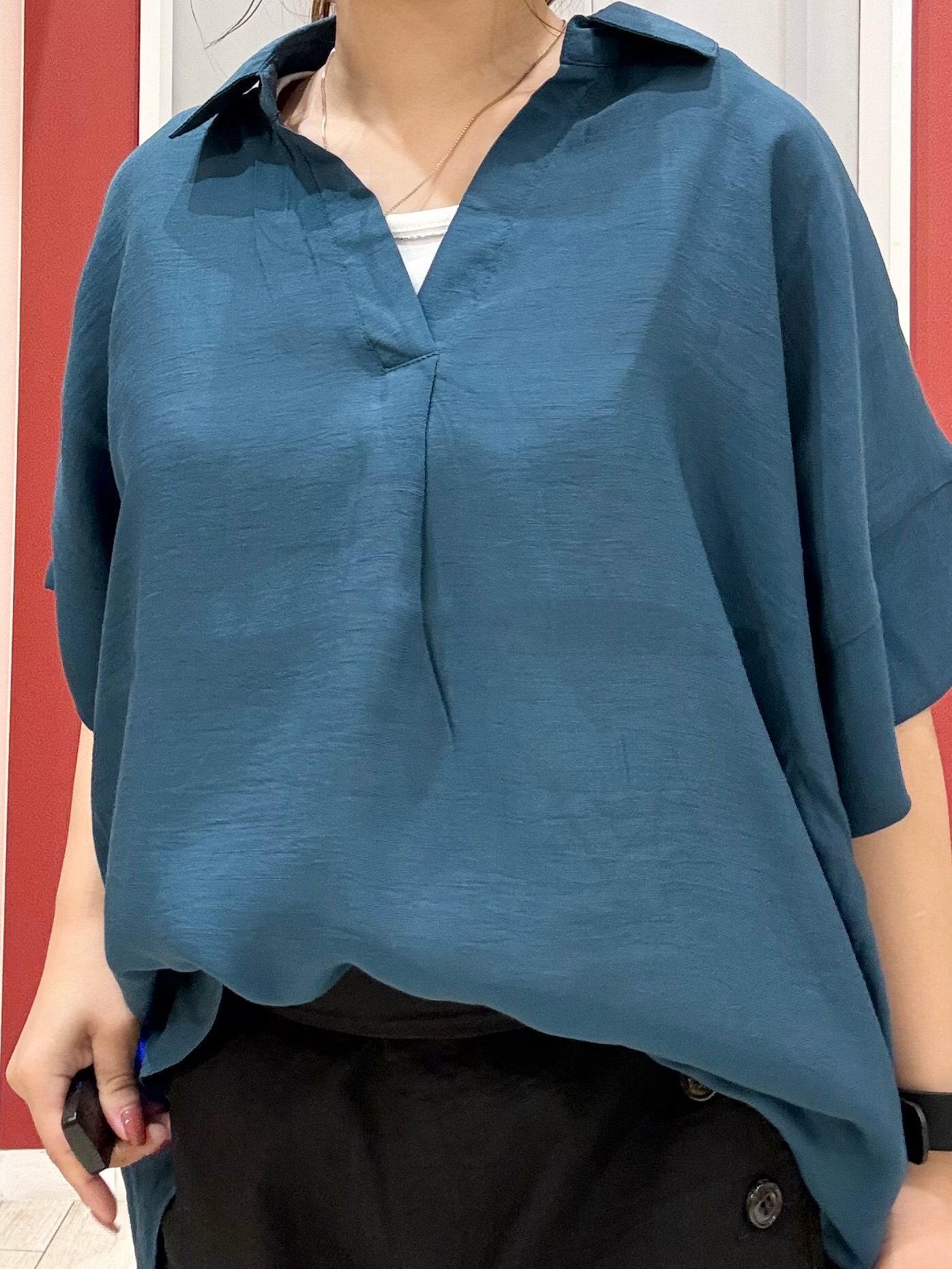 shioさんの「SHOO･LA･RUE｜【2点セット/S-LL/洗濯機可】時短でコーデ決まる スラブスキッパーシャツ＋タンクトップ」を使ったコーディネート