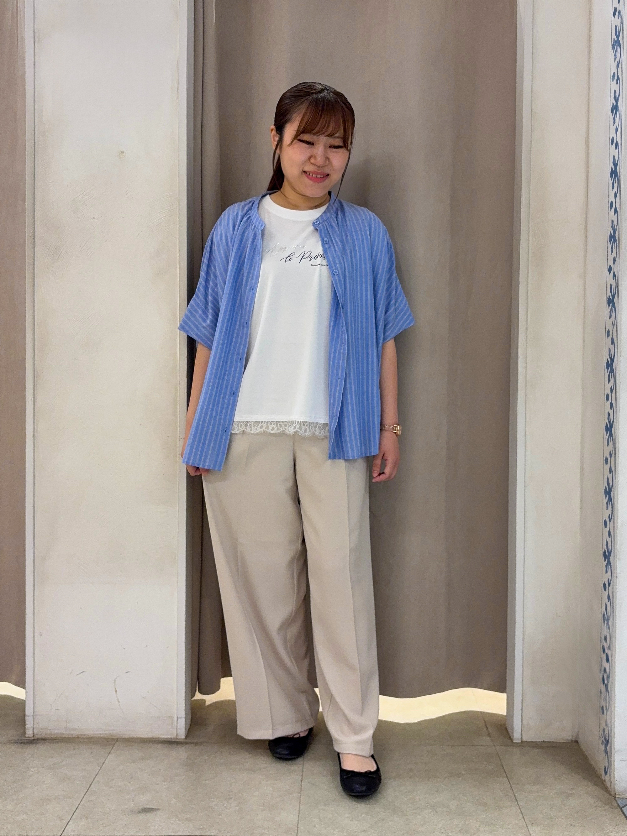 SO(R)Aさんの「SHOO･LA･RUE｜【UV/S-LL/洗濯機可】毛玉になりにくい 配色5分袖カーディガン」を使ったコーディネート