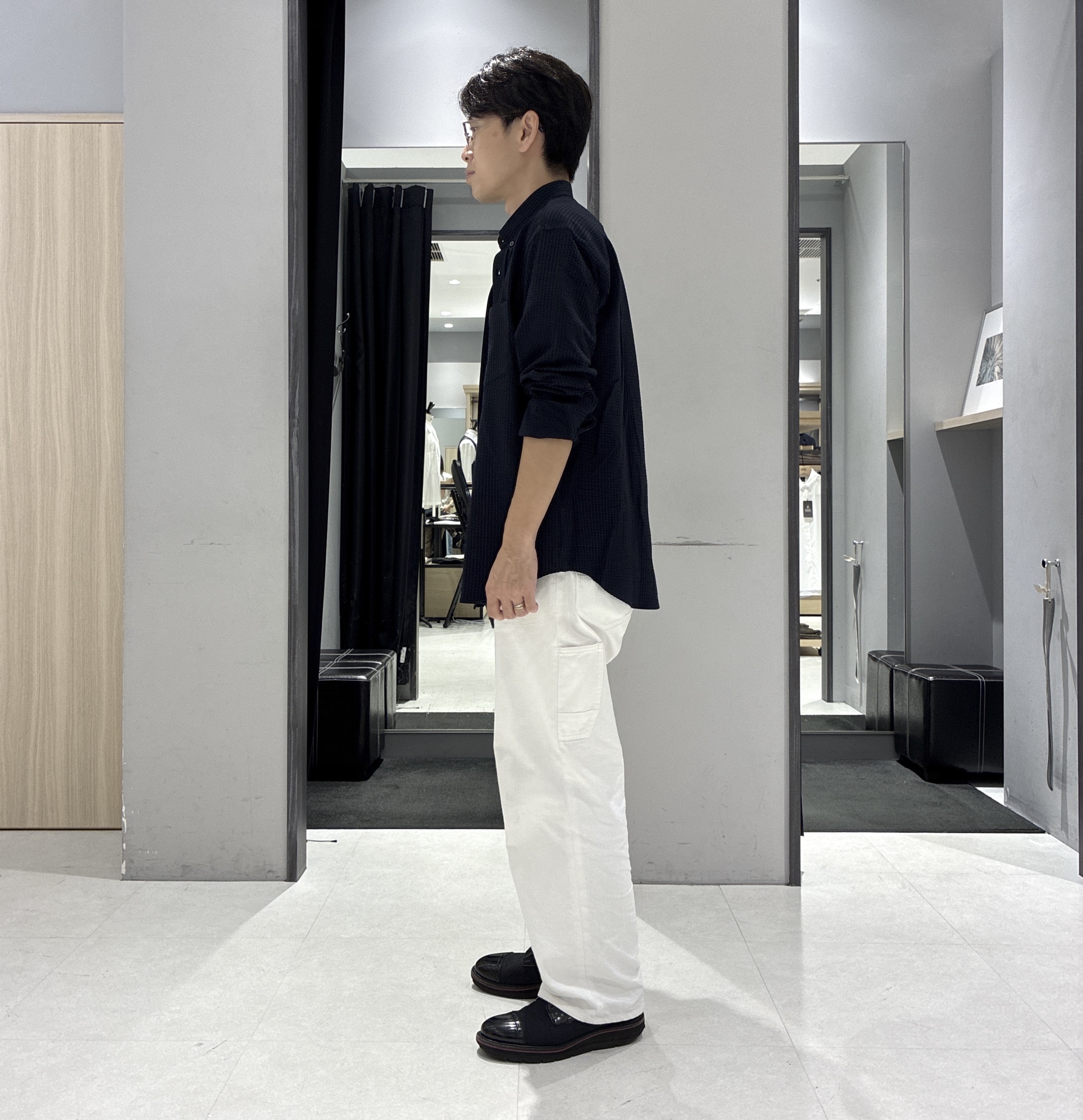 わいずみさんの「TAKEO KIKUCHI｜【抗菌防臭/シーズンレス】シアサッカー ジャージシャツ」を使ったコーディネート
