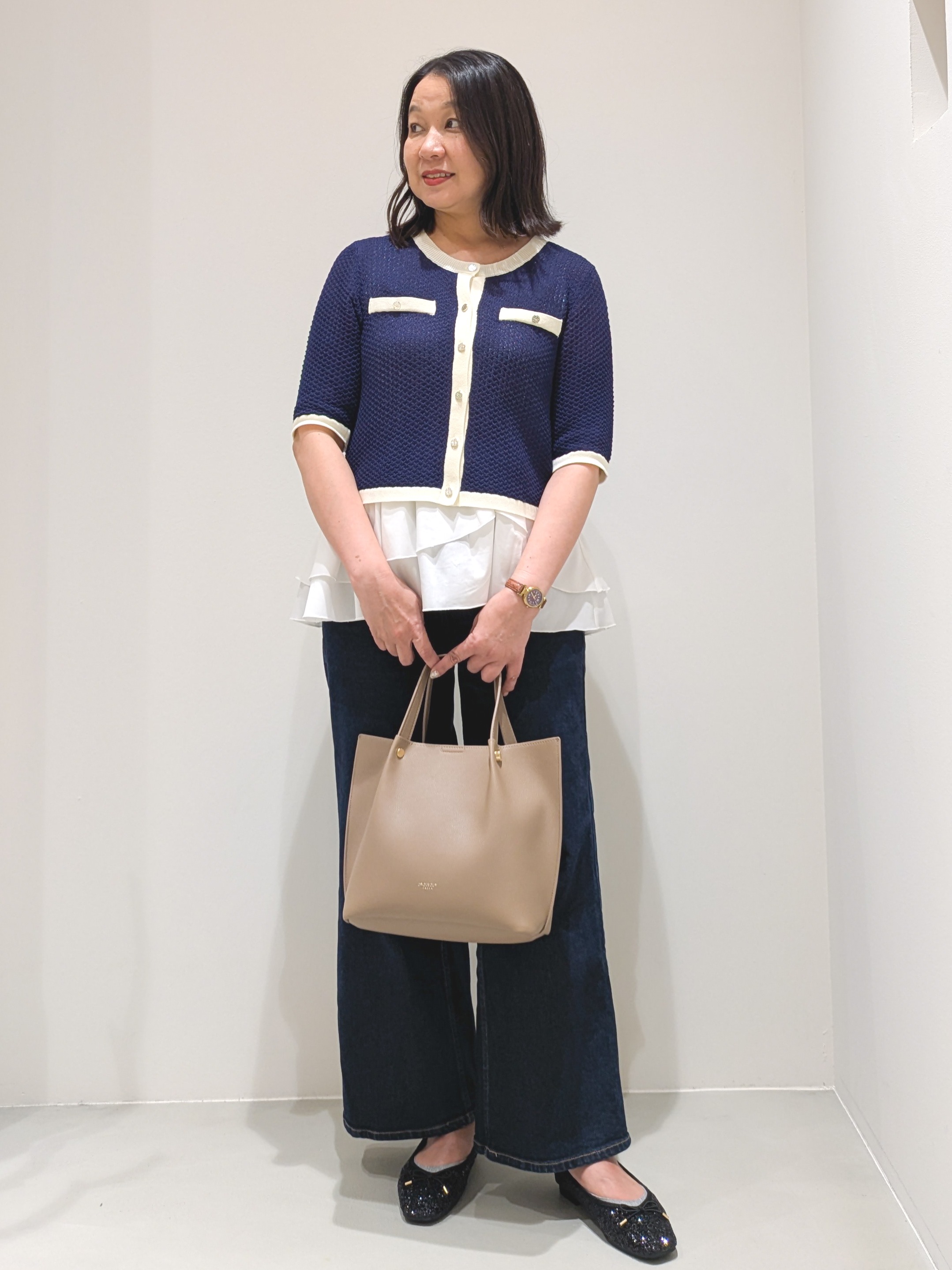 ゆきさんの「OPAQUE.CLIP｜【抗ピリング】柄編みニットカーディガン&times;ペプラムキャミセット《洗濯機OK》」を使ったコーディネート