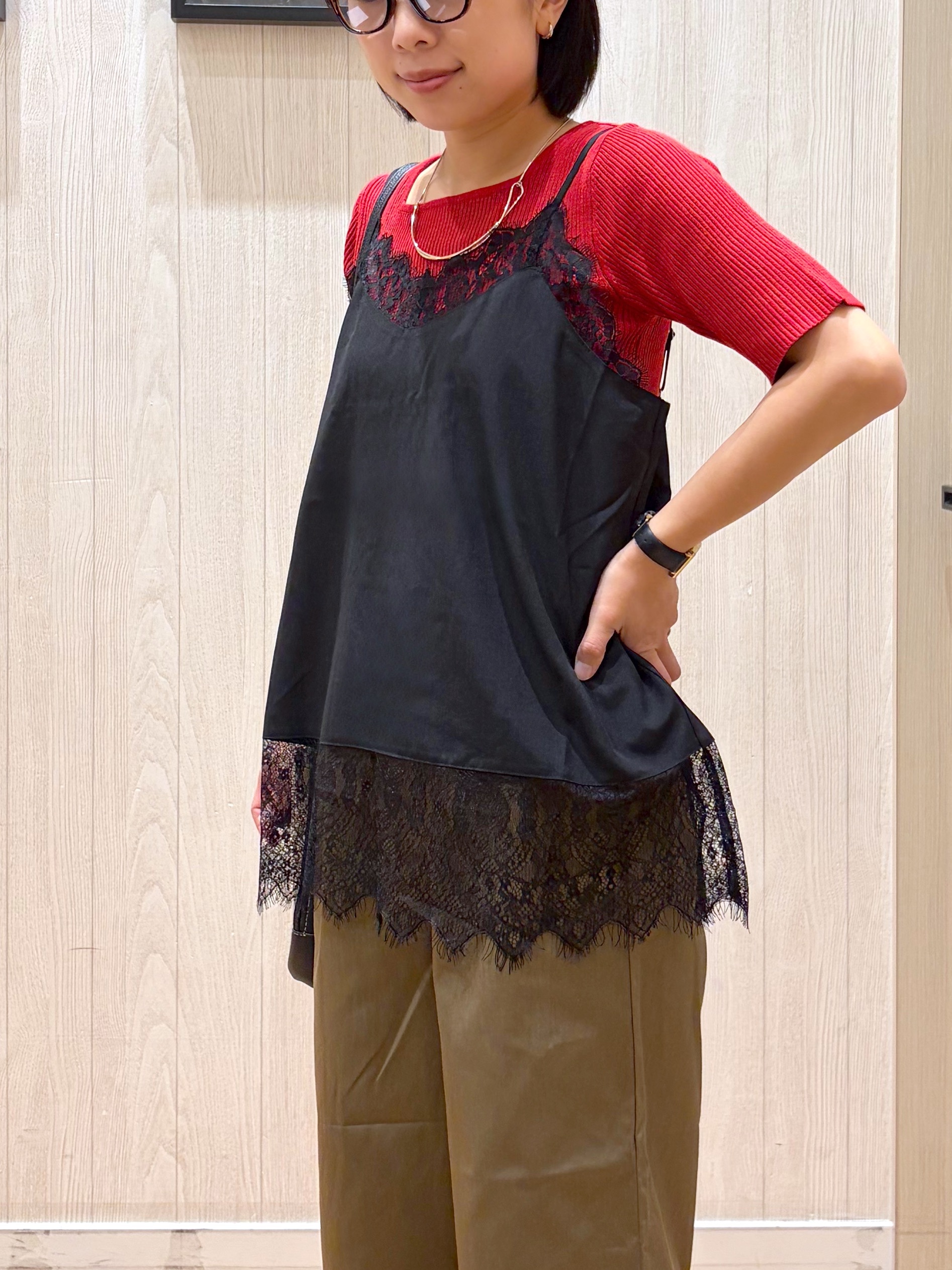 shirayuuuさんの「SHOO･LA･RUE｜【毛玉になりにくい/洗濯機可/S-LL】大人上品な 5分袖スクエアトップス」を使ったコーディネート