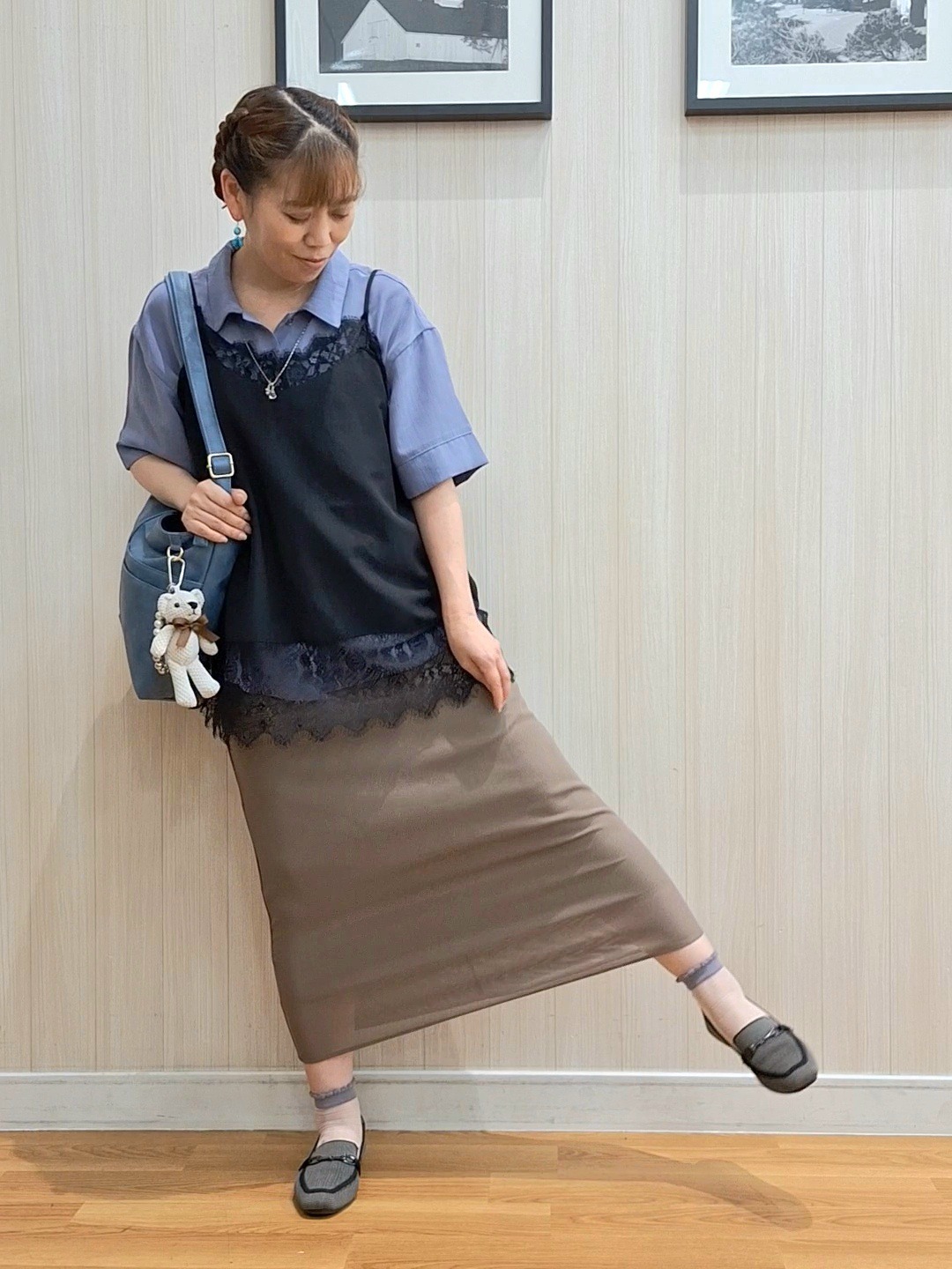 Saoさんの「SHOO･LA･RUE｜【洗濯機可/S-LL】体型カバーしながらこなれ見え レース付きキャミソール」を使ったコーディネート