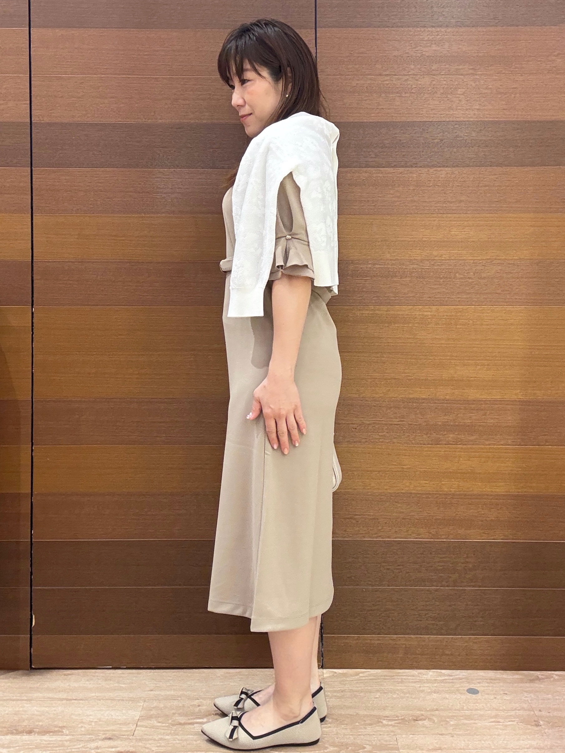 maichiさんの「OPAQUE.CLIP｜【８色展開】柄アソートシアーカーディガン《洗濯機OK》」を使ったコーディネート