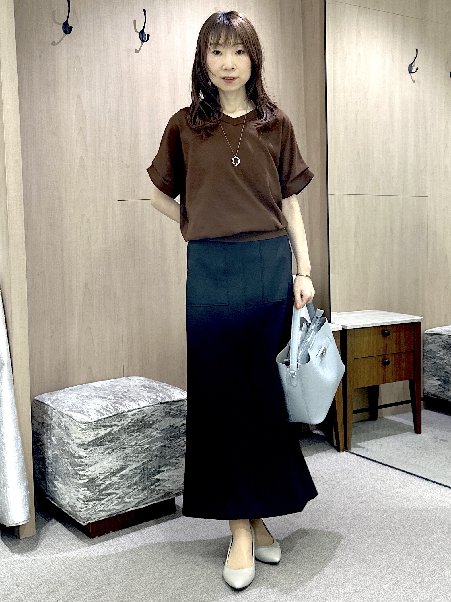 Miwaさんの「UNTITLED｜【肌に張りつきにくい/前後2WAY】ドライタッチコットンプルオーバー」を使ったコーディネート