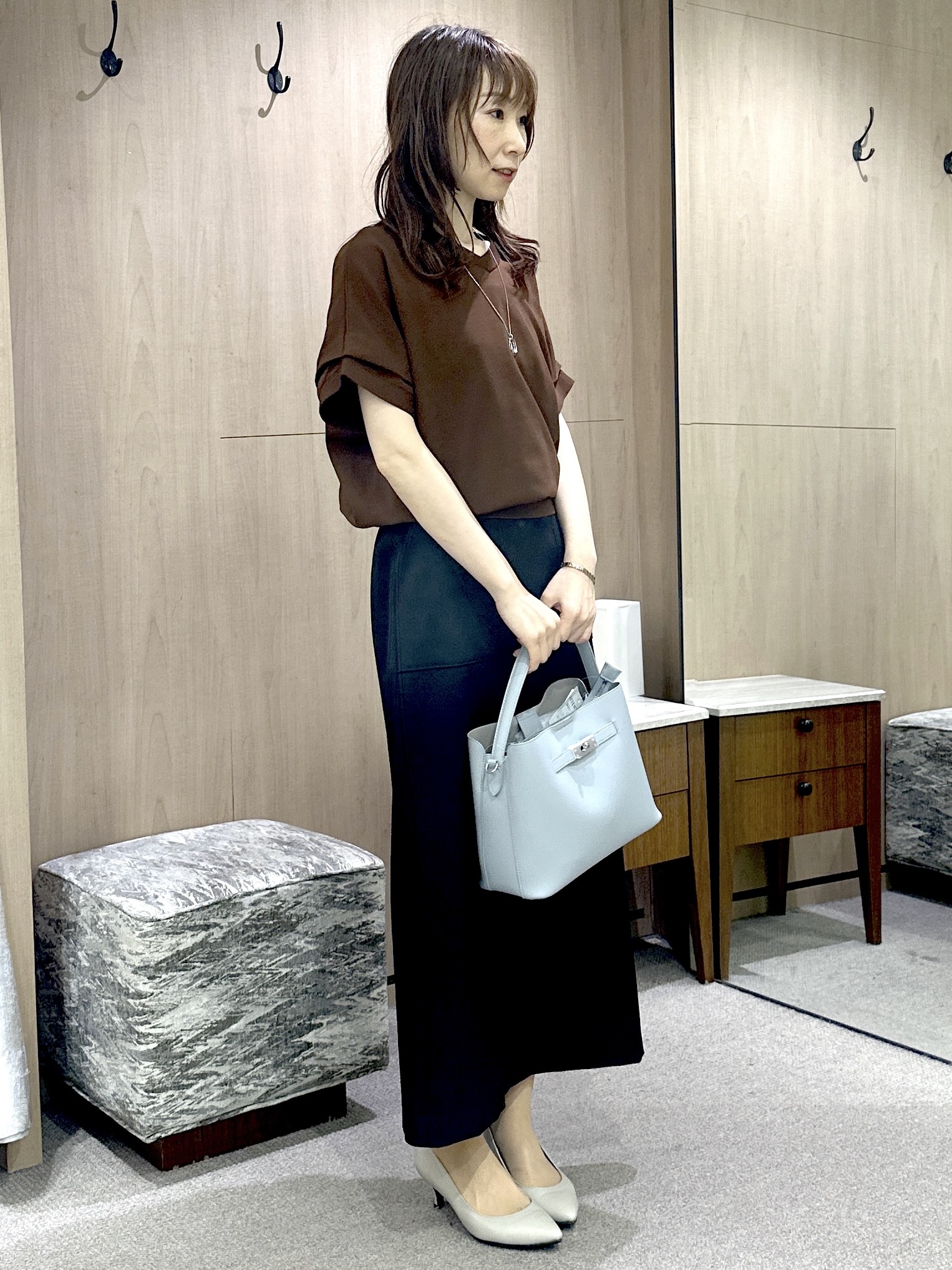 Miwaさんの「UNTITLED｜【肌に張りつきにくい/前後2WAY】ドライタッチコットンプルオーバー」を使ったコーディネート