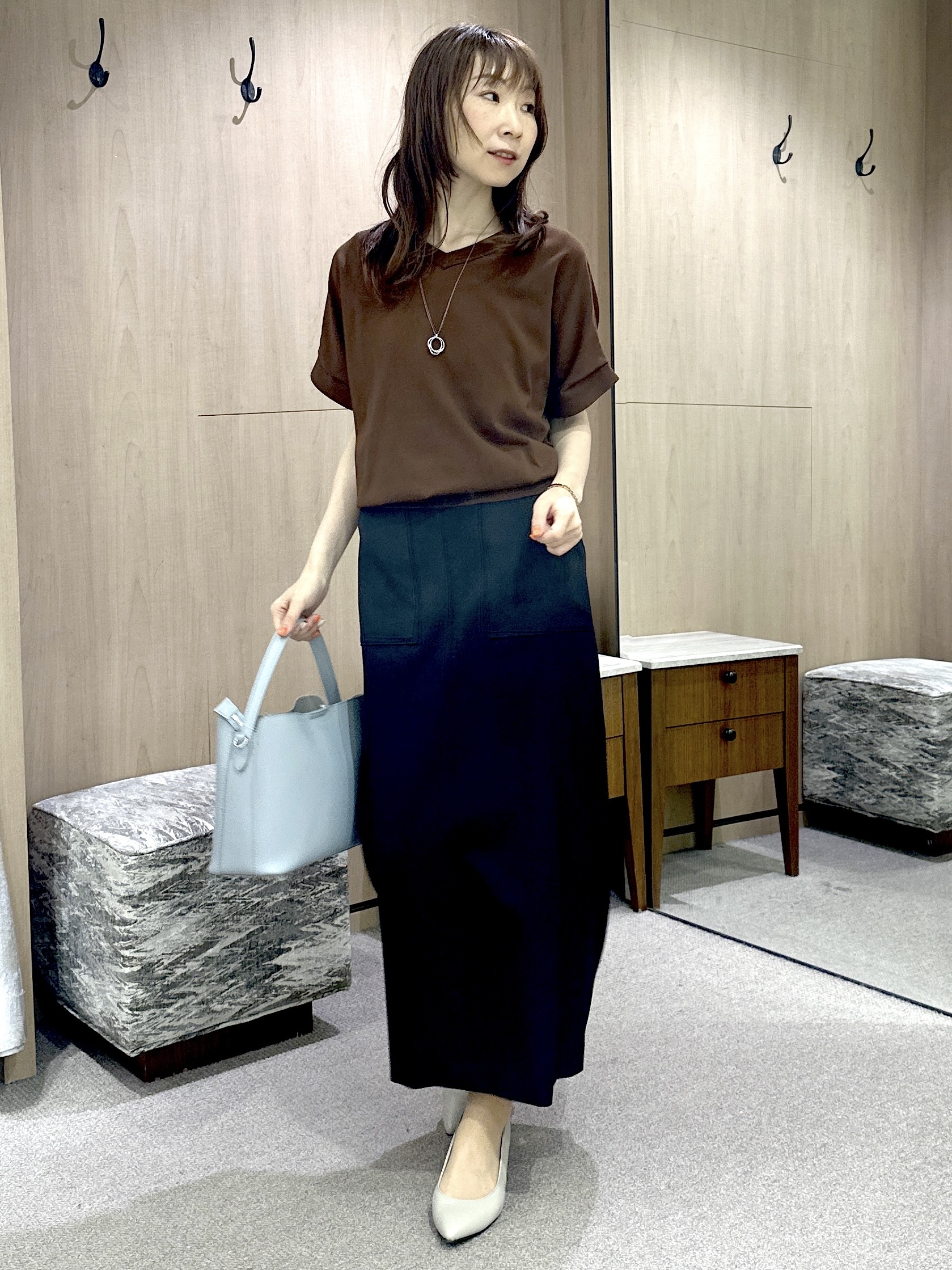 Miwaさんの「UNTITLED｜【肌に張りつきにくい/前後2WAY】ドライタッチコットンプルオーバー」を使ったコーディネート