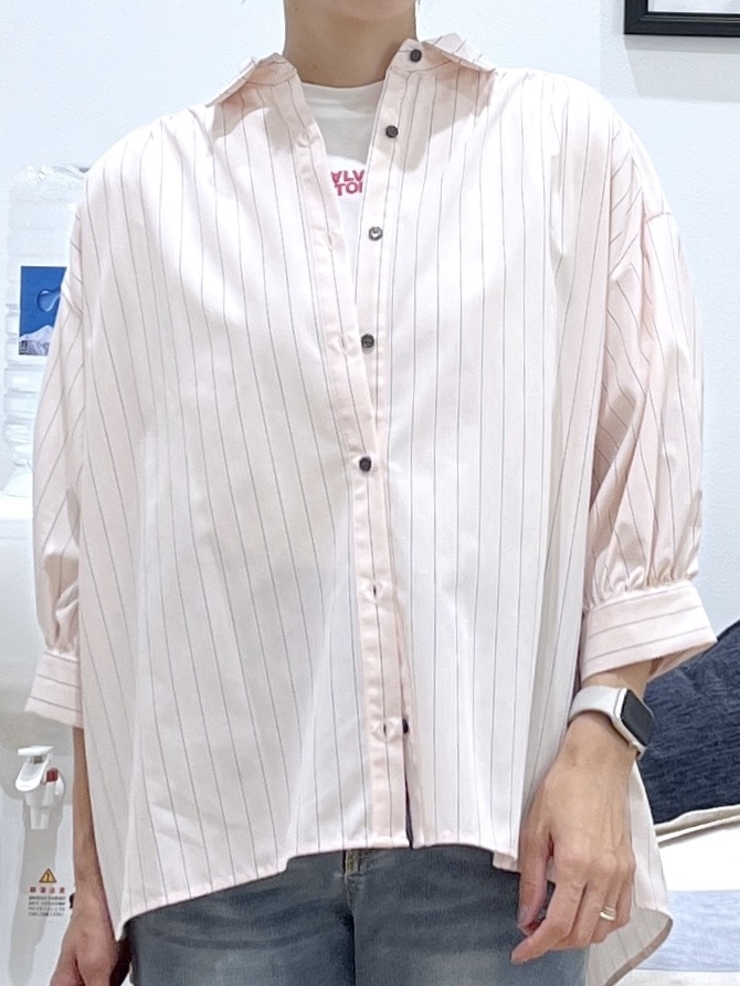 canaさんの「Dessin｜【UVカット】ギャザースリーブストライプシャツ6分袖」を使ったコーディネート