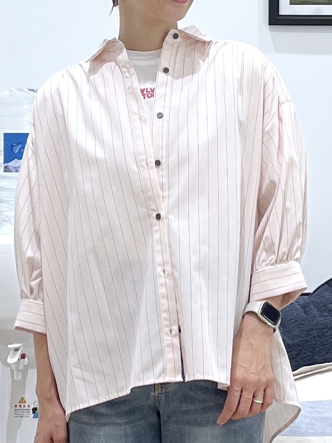 canaさんの「Dessin｜【UVカット】ギャザースリーブストライプシャツ6分袖」を使ったコーディネート