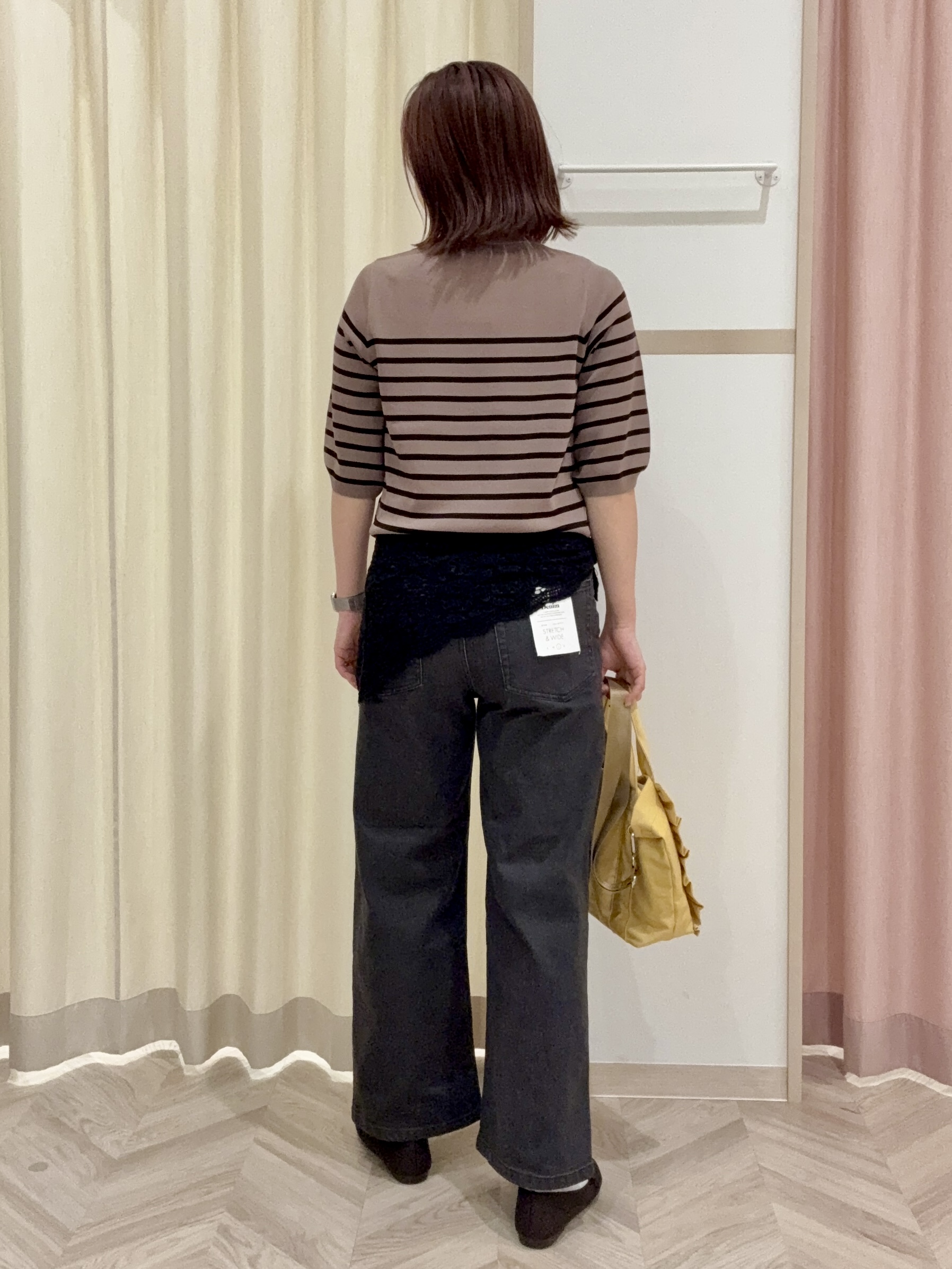 kさんの「SHOO･LA･RUE｜【ガンガン洗える/ひんやり/UV/毛玉になりにくい】二の腕見せない 5分袖ニット」を使ったコーディネート