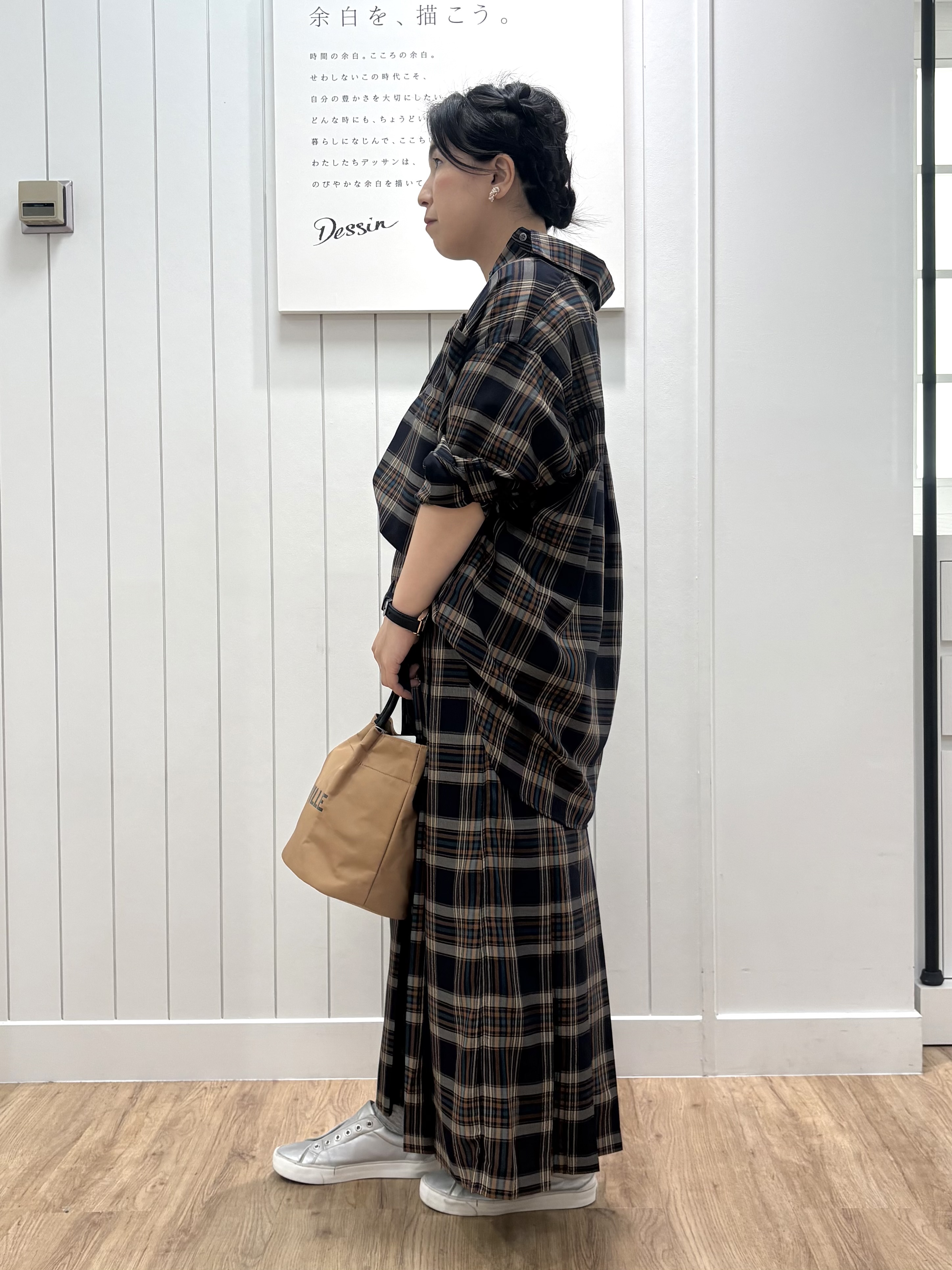 tomokoさんの「Dessin｜【セットアップ可】シアーチェック オーバーシャツ」を使ったコーディネート