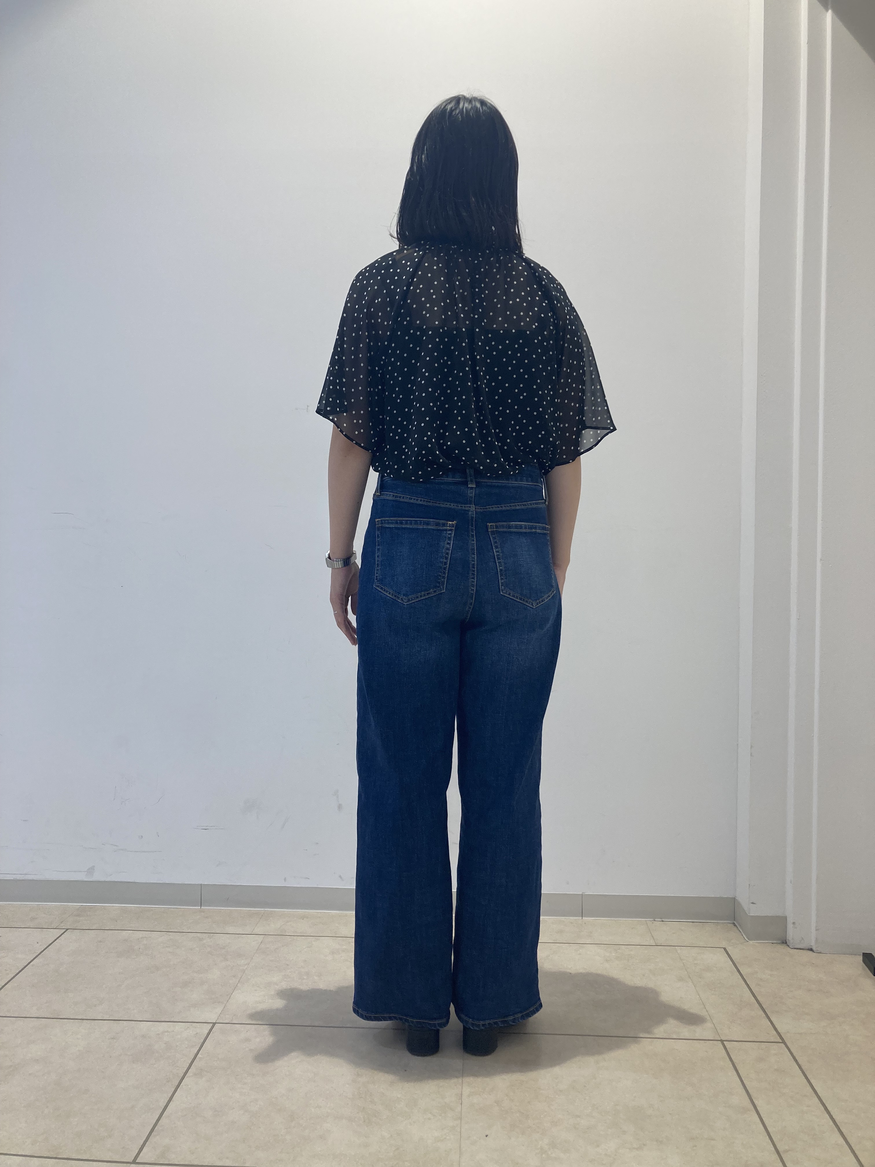 しばたさんの「Reflect｜【セットアップ／手洗い可】ドット柄シアーブラウス」を使ったコーディネート