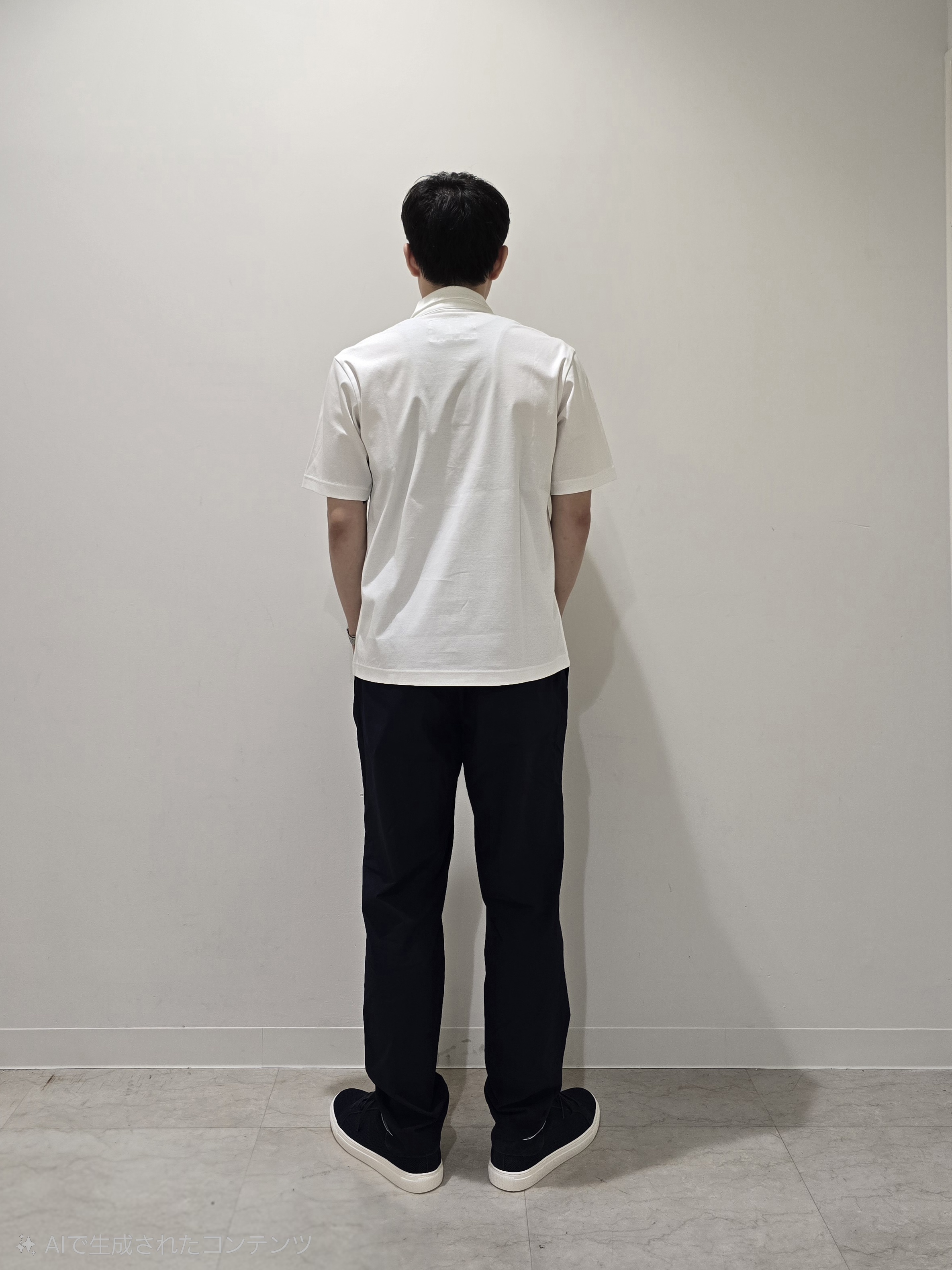 白木駆さんの「TAKEO KIKUCHI｜【接触冷感】アイスクリアコットン ワンポイント ポロシャツ」を使ったコーディネート