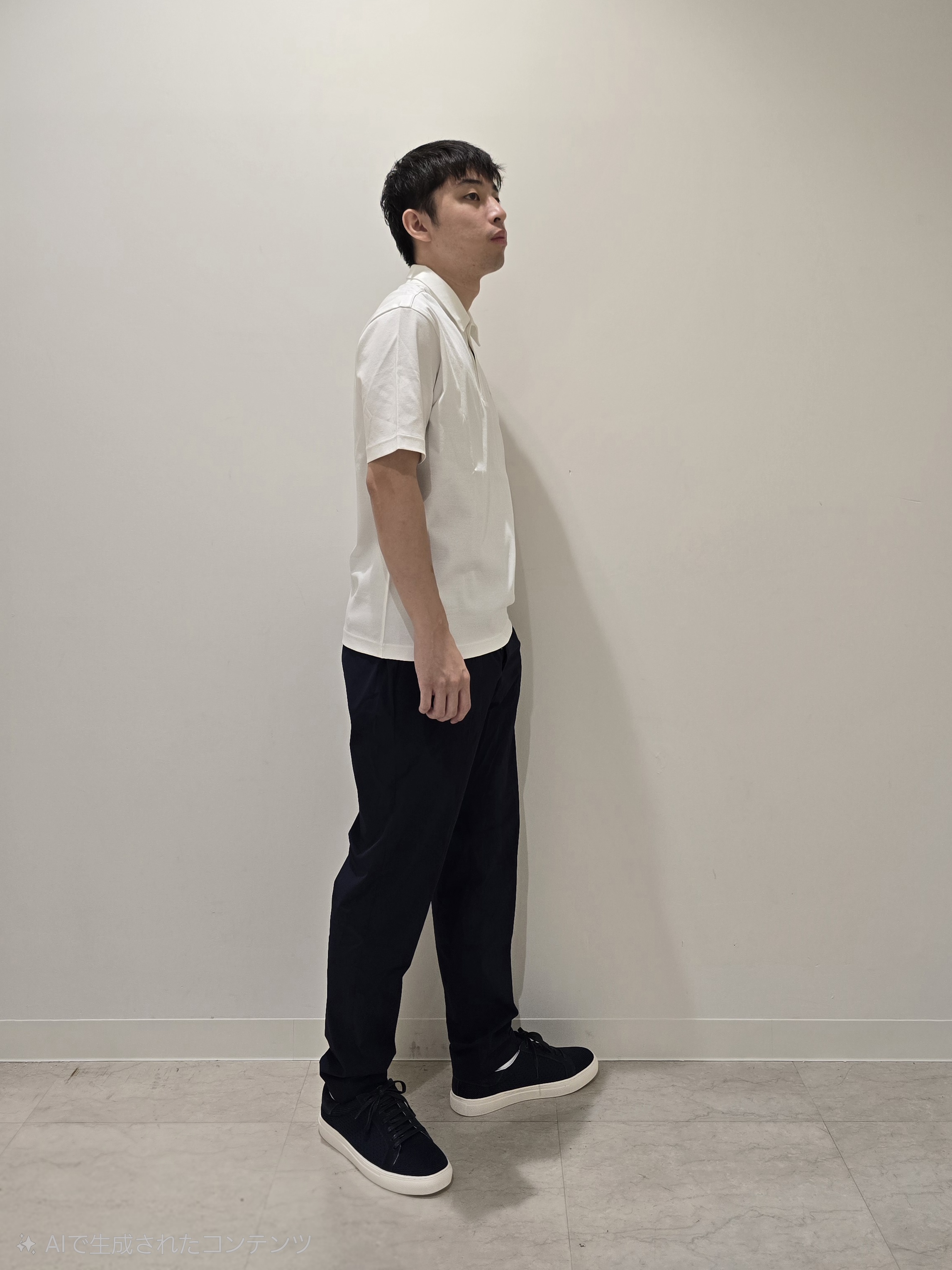 白木駆さんの「TAKEO KIKUCHI｜【接触冷感】アイスクリアコットン ワンポイント ポロシャツ」を使ったコーディネート