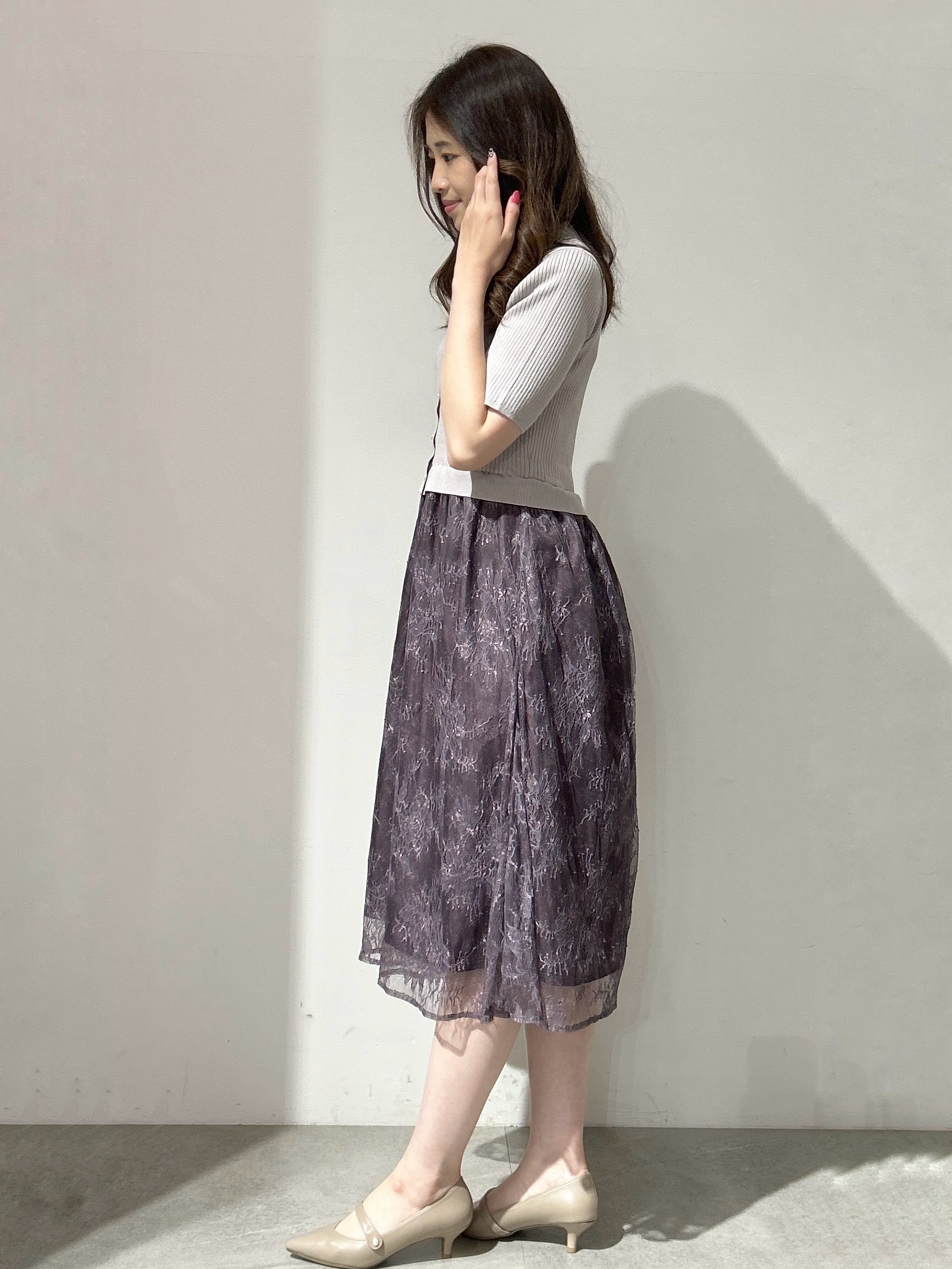 yuikaさんの「OPAQUE.CLIP｜花柄ドッキング衿付きワンピース【洗濯機OK】」を使ったコーディネート