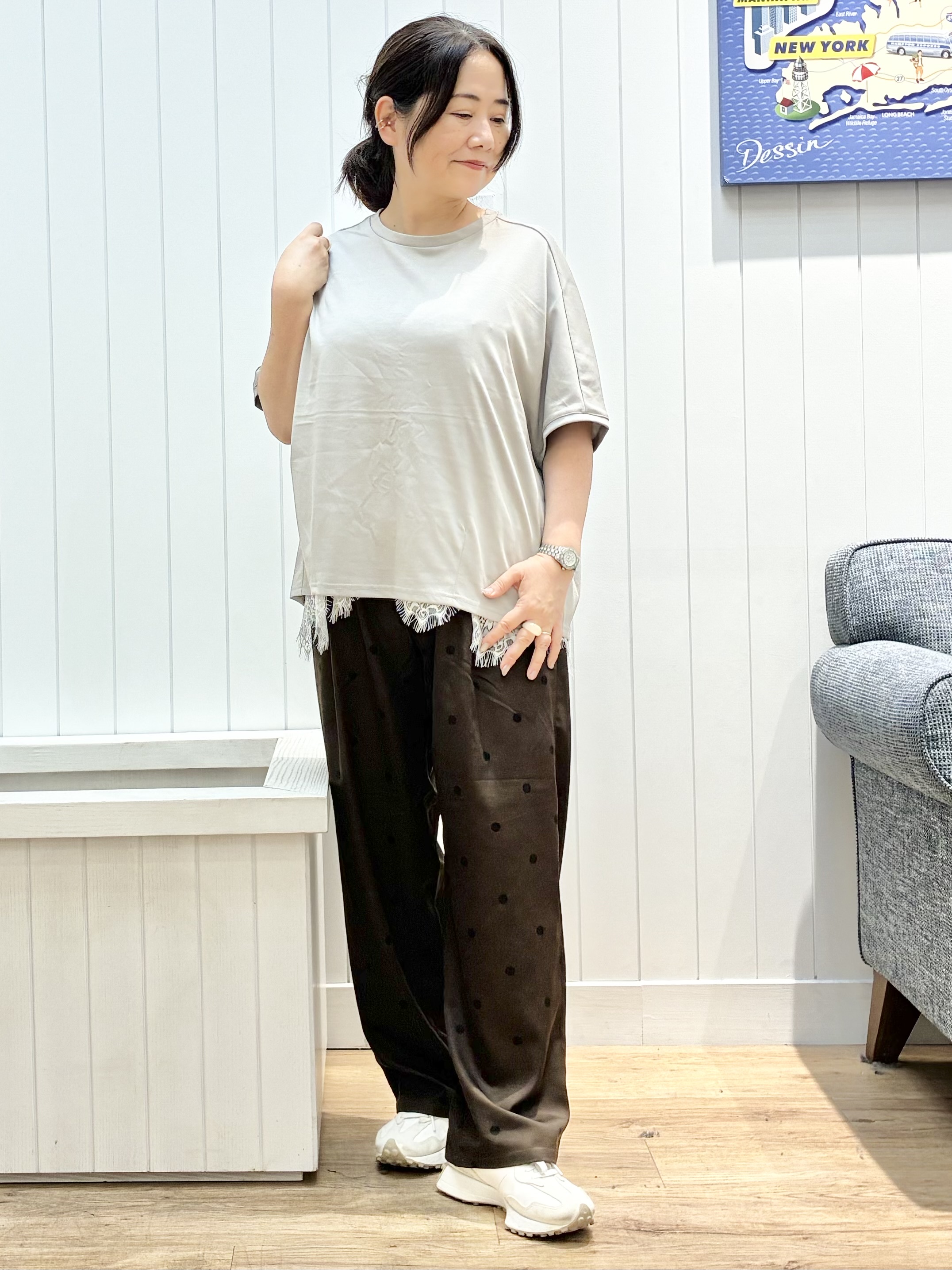 msatoさんの「Dessin｜【汗シミ防止/UVカット】ドルマンスリーブ プルオーバー」を使ったコーディネート