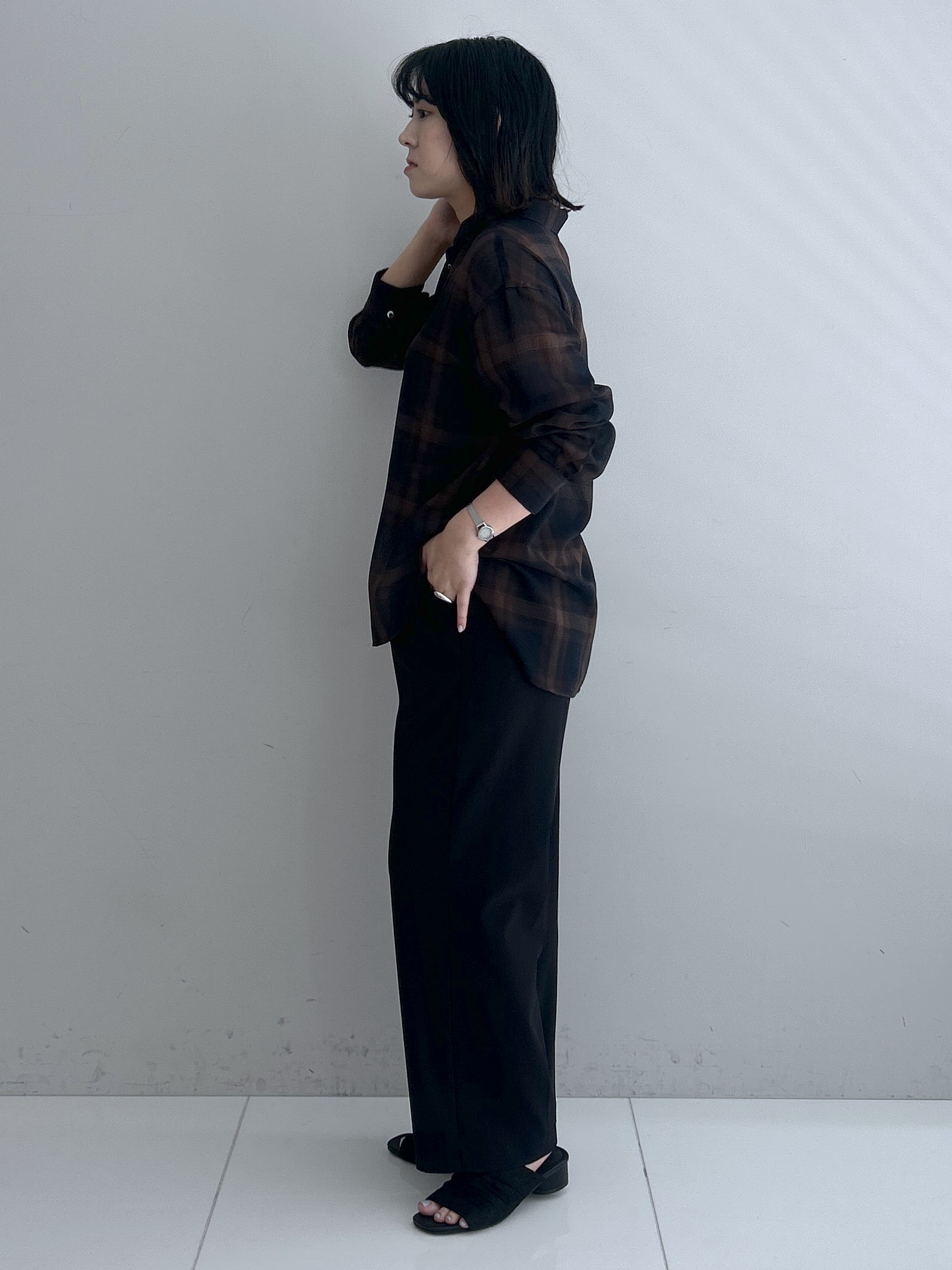 Hirokaさんの「grove｜シアーオンブレチェックシャツ」を使ったコーディネート