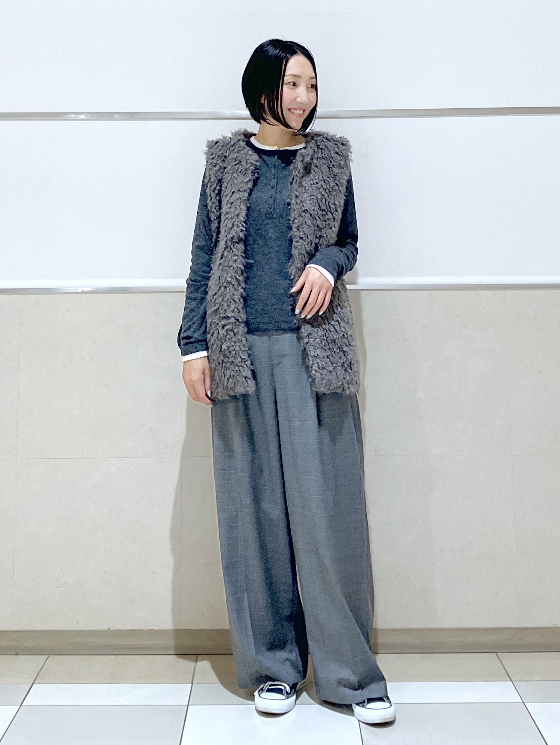 eriko さんの「Dessin｜【洗濯機OK/秋インナー】シアーテレコヘンリーネックプルオーバー」を使ったコーディネート