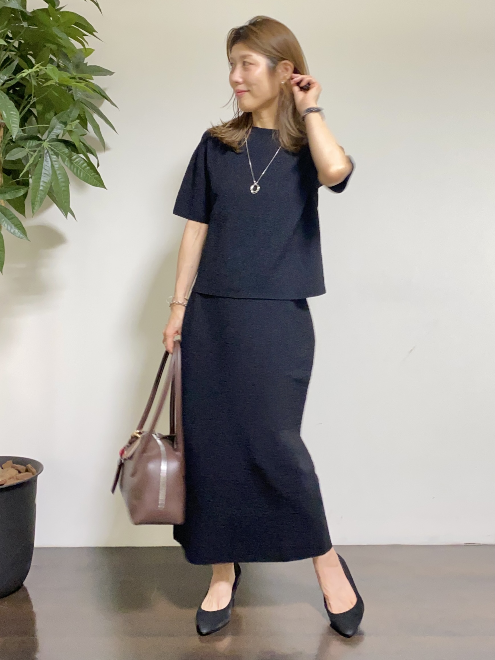 tomoさんの「UNTITLED｜【秋の通勤羽織/セットアップ可/UVカット】エアリークール半袖ジャケット」を使ったコーディネート