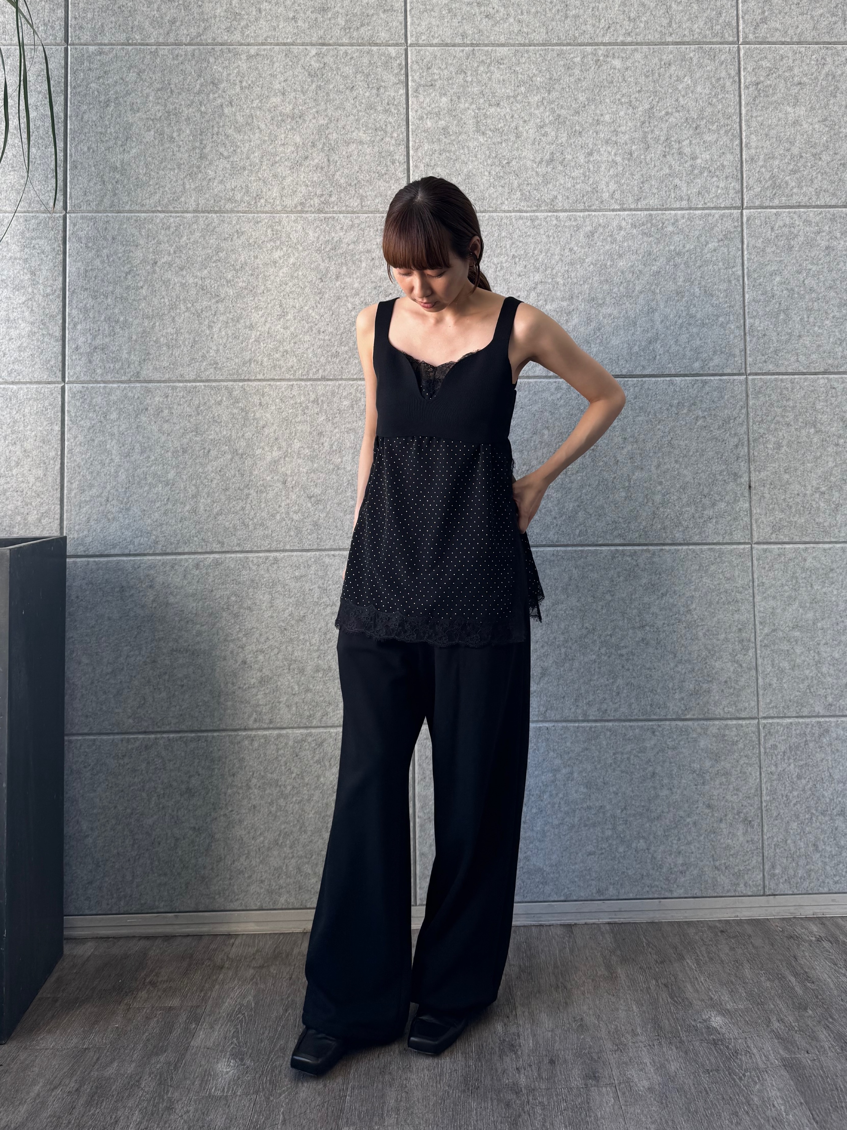 designer yukaさんの「CODE A｜dot lingerie lace cami」を使ったコーディネート