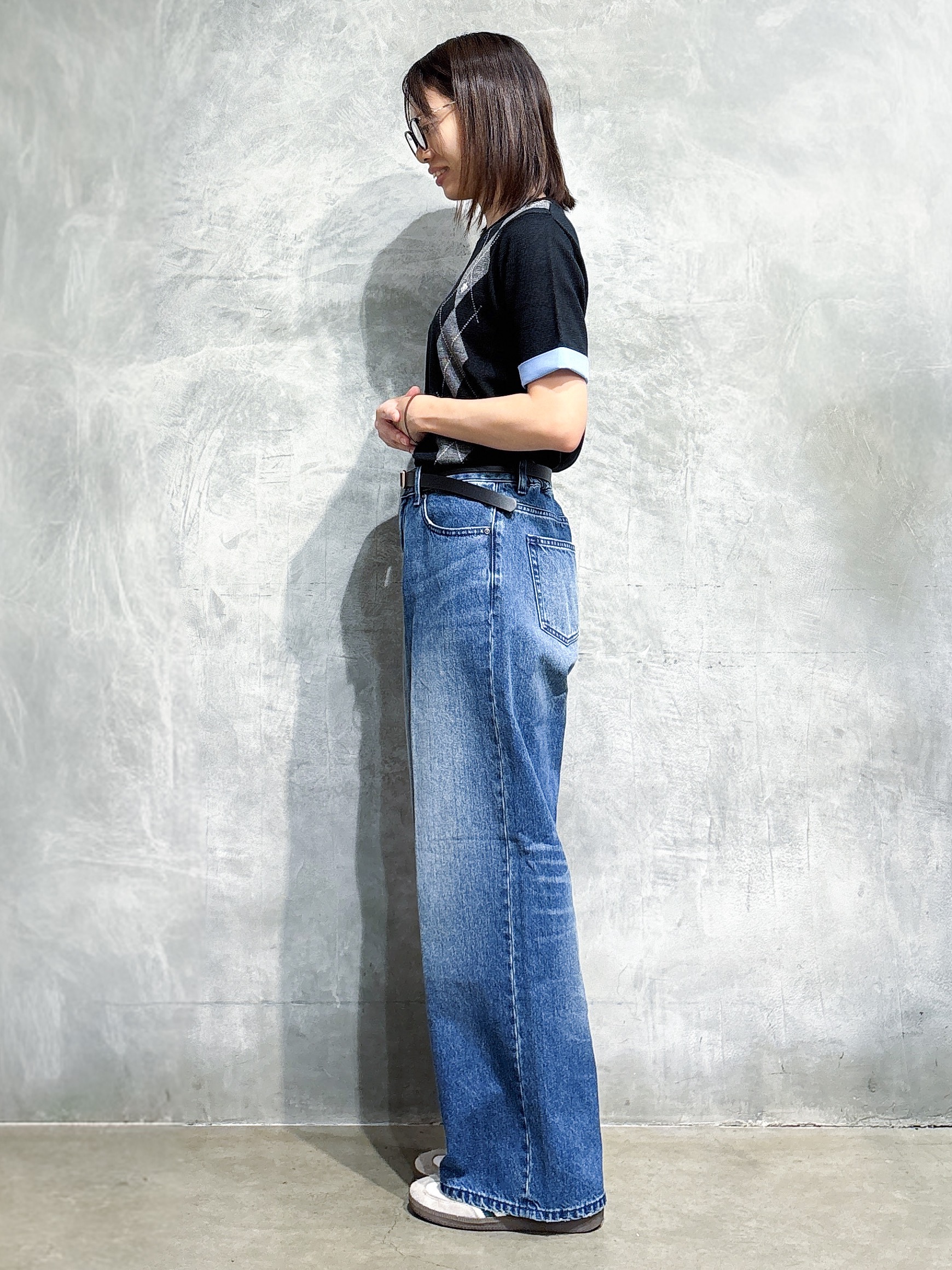 misaさんの「THE SHOP TK｜POLO BCS/アーガイル5分袖ニット」を使ったコーディネート