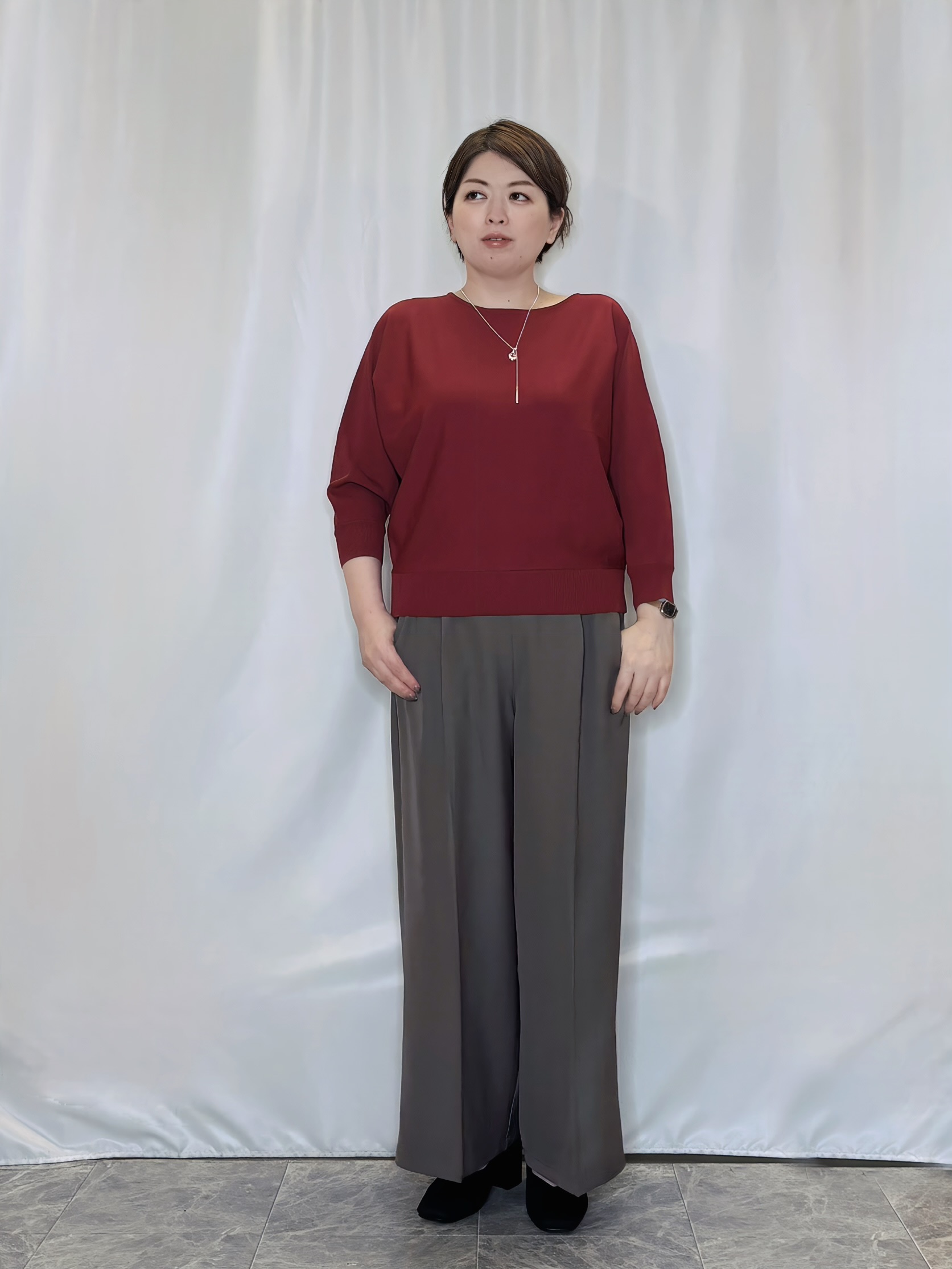たみさんの「SHOO･LA･RUE｜【洗濯機可】軽やかでさらっとしたタッチ すっきり見えドルマンニット」を使ったコーディネート