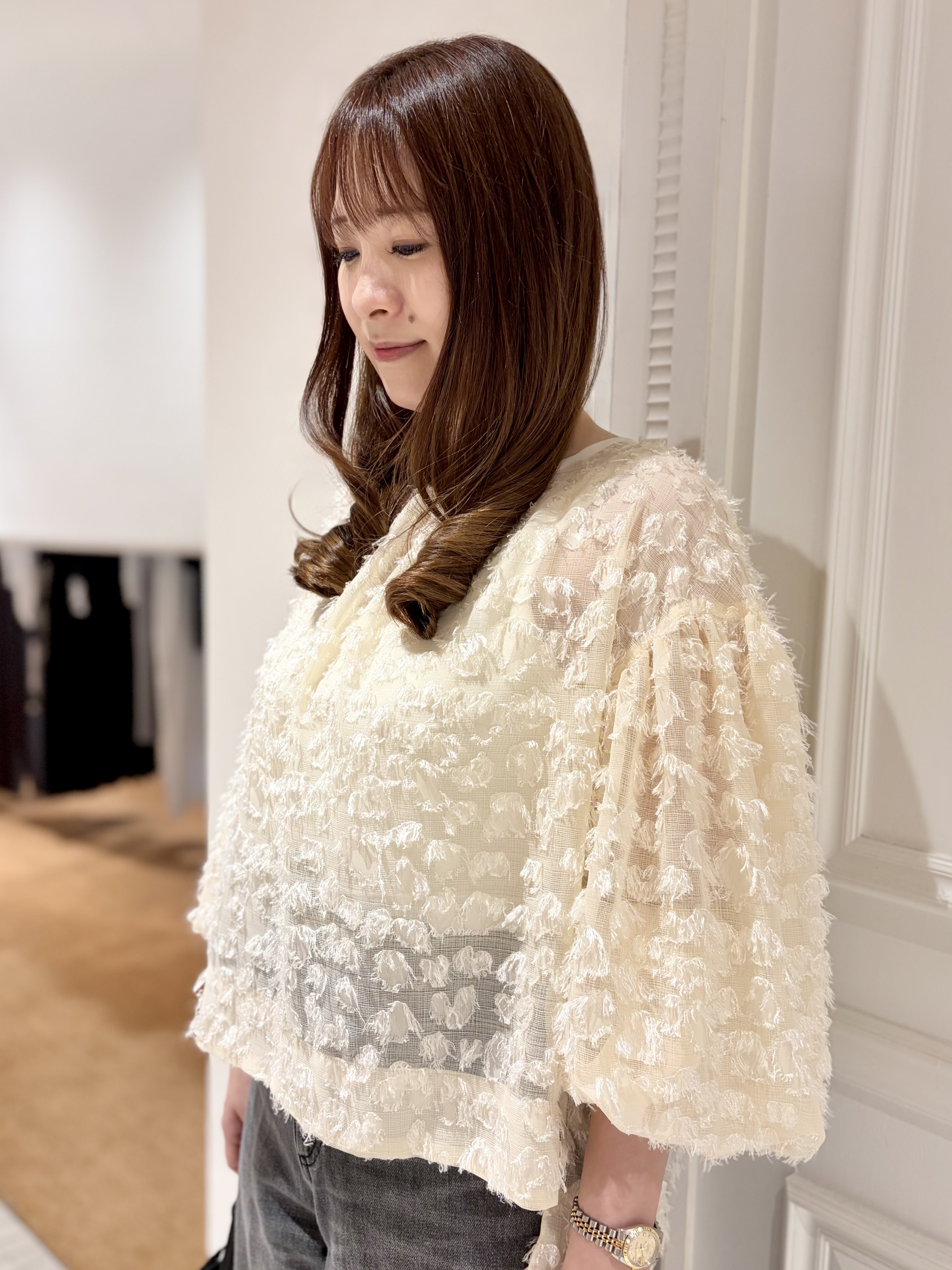 minowaさんの「DRESSTERIOR｜【着映え】ジャガードボリュームブラウス」を使ったコーディネート