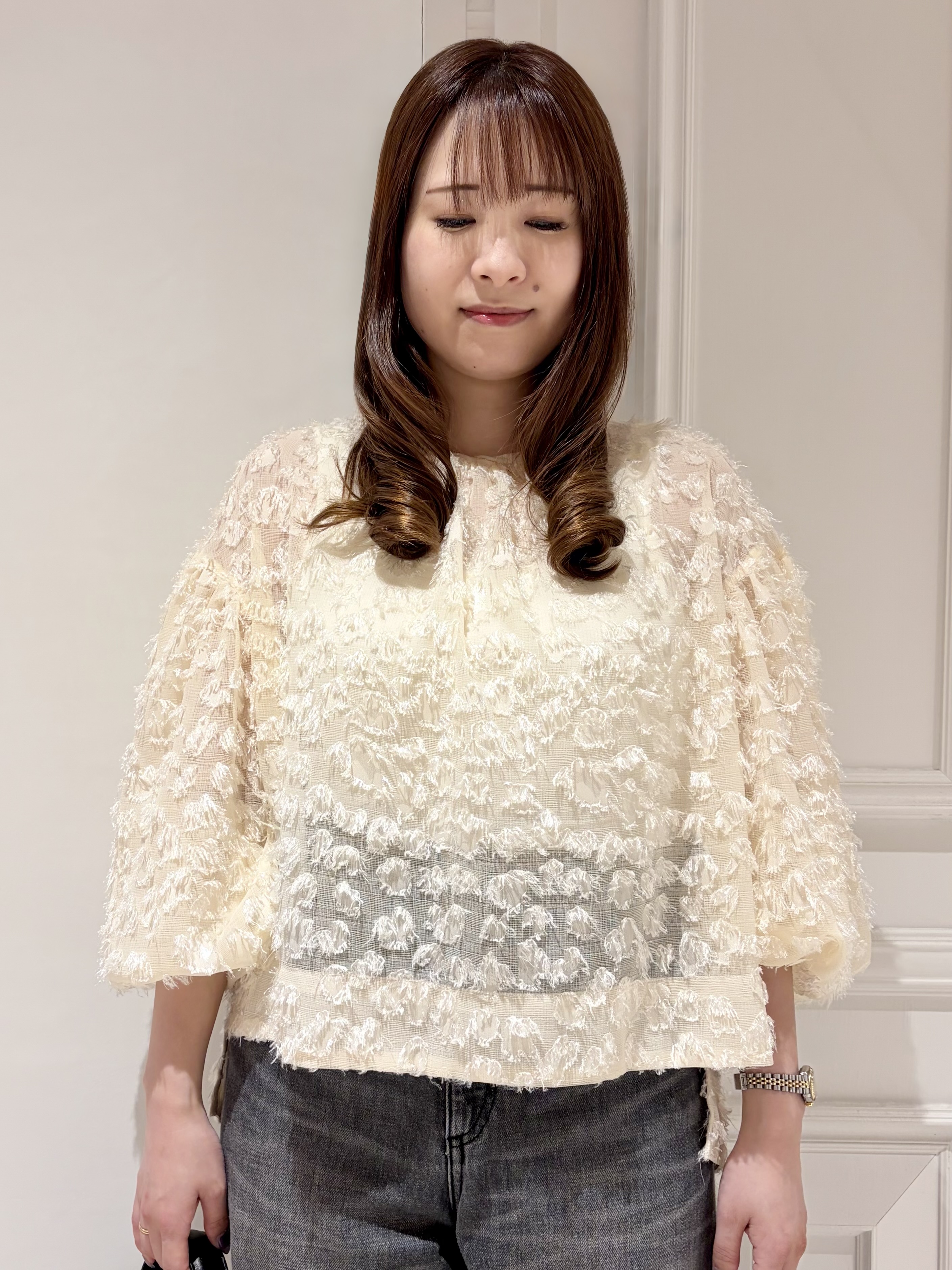 minowaさんの「DRESSTERIOR｜【着映え】ジャガードボリュームブラウス」を使ったコーディネート