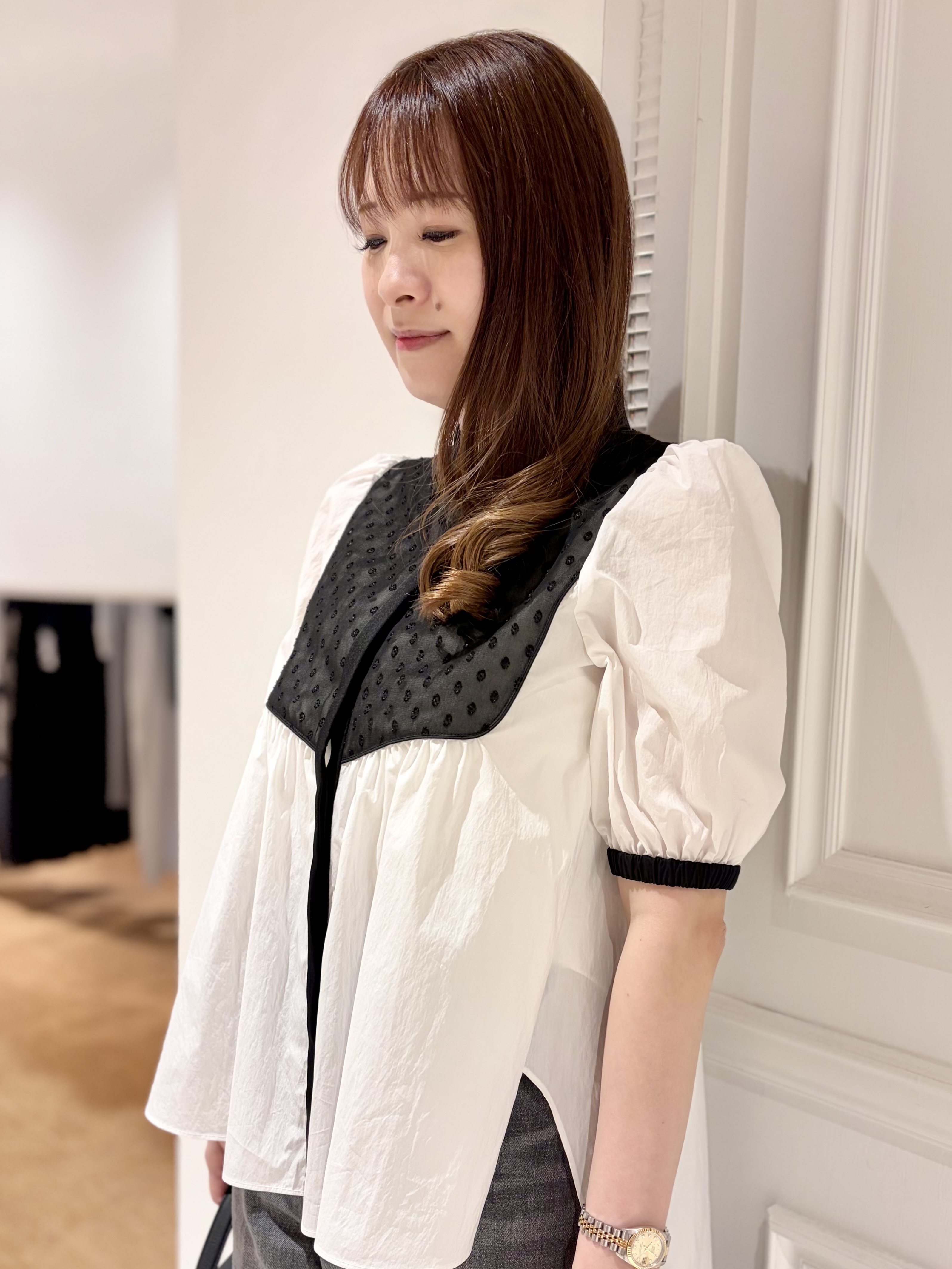 minowaさんの「DRESSTERIOR｜【着映え】パフスリーブ ブザムブラウス」を使ったコーディネート