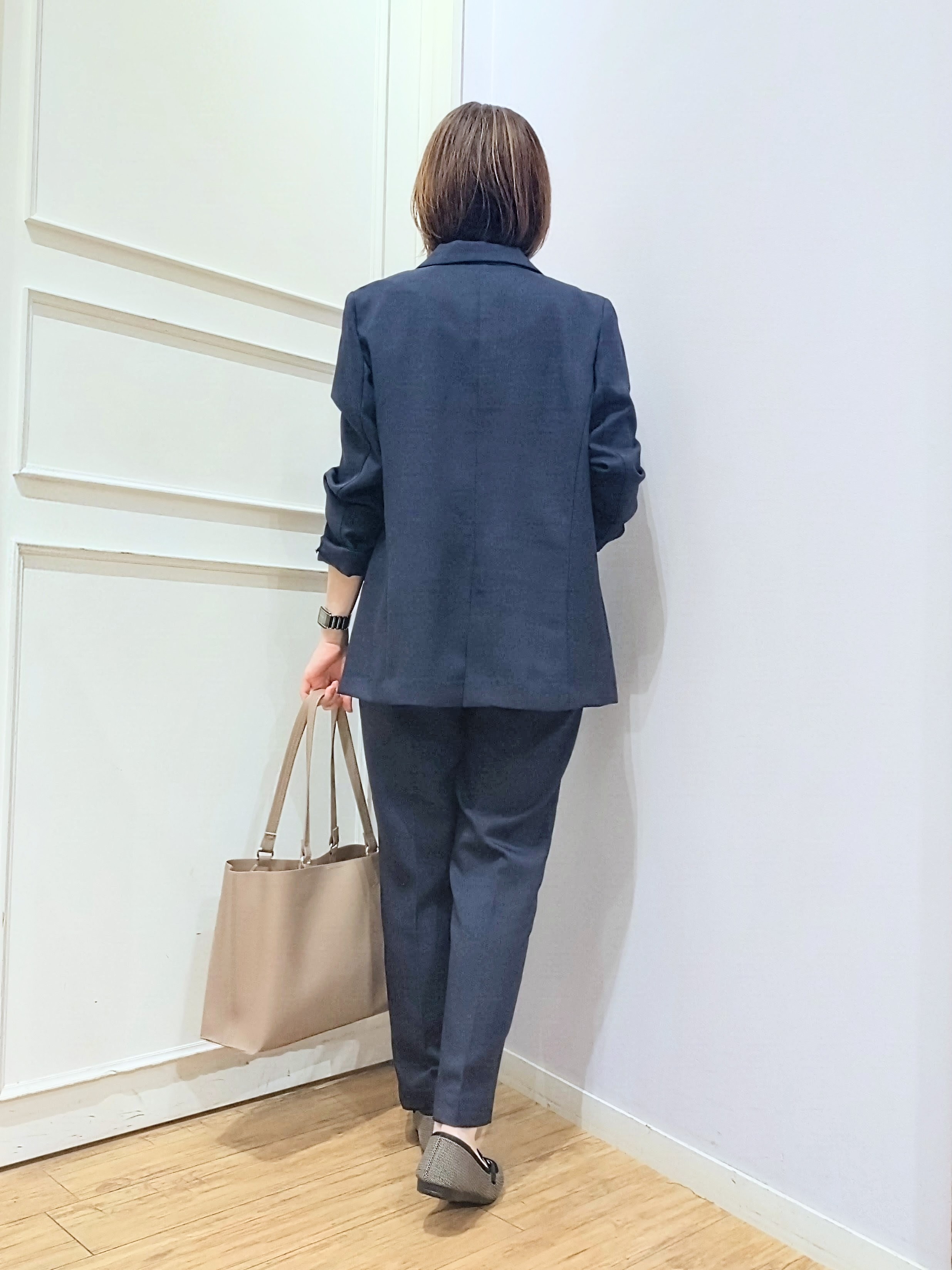 miomioさんの「SHOO･LA･RUE｜【セットアップ可/通勤/洗濯機可/SS-LL】オンオフ使える ダブルブレストジャケット」を使ったコーディネート