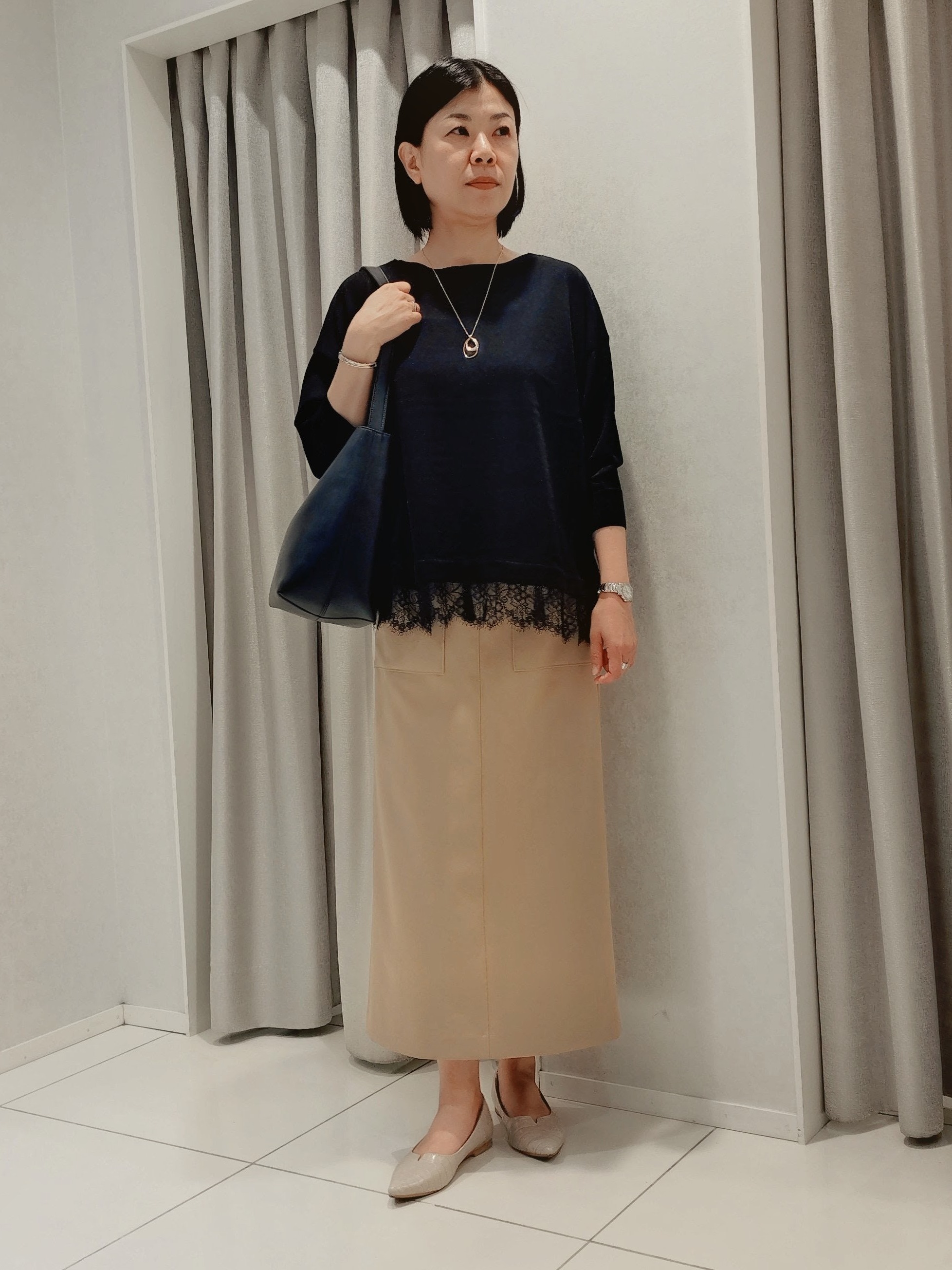 WATAさんの「UNTITLED｜レースドッキングニットプルオーバー」を使ったコーディネート