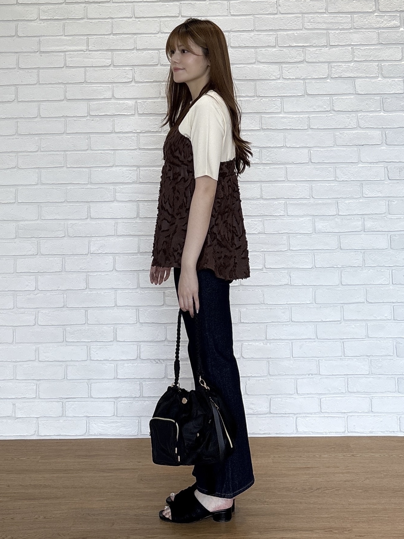 sayaさんの「grove｜【着映え◎・体系カバー】ジャカードドッキングカットソー」を使ったコーディネート