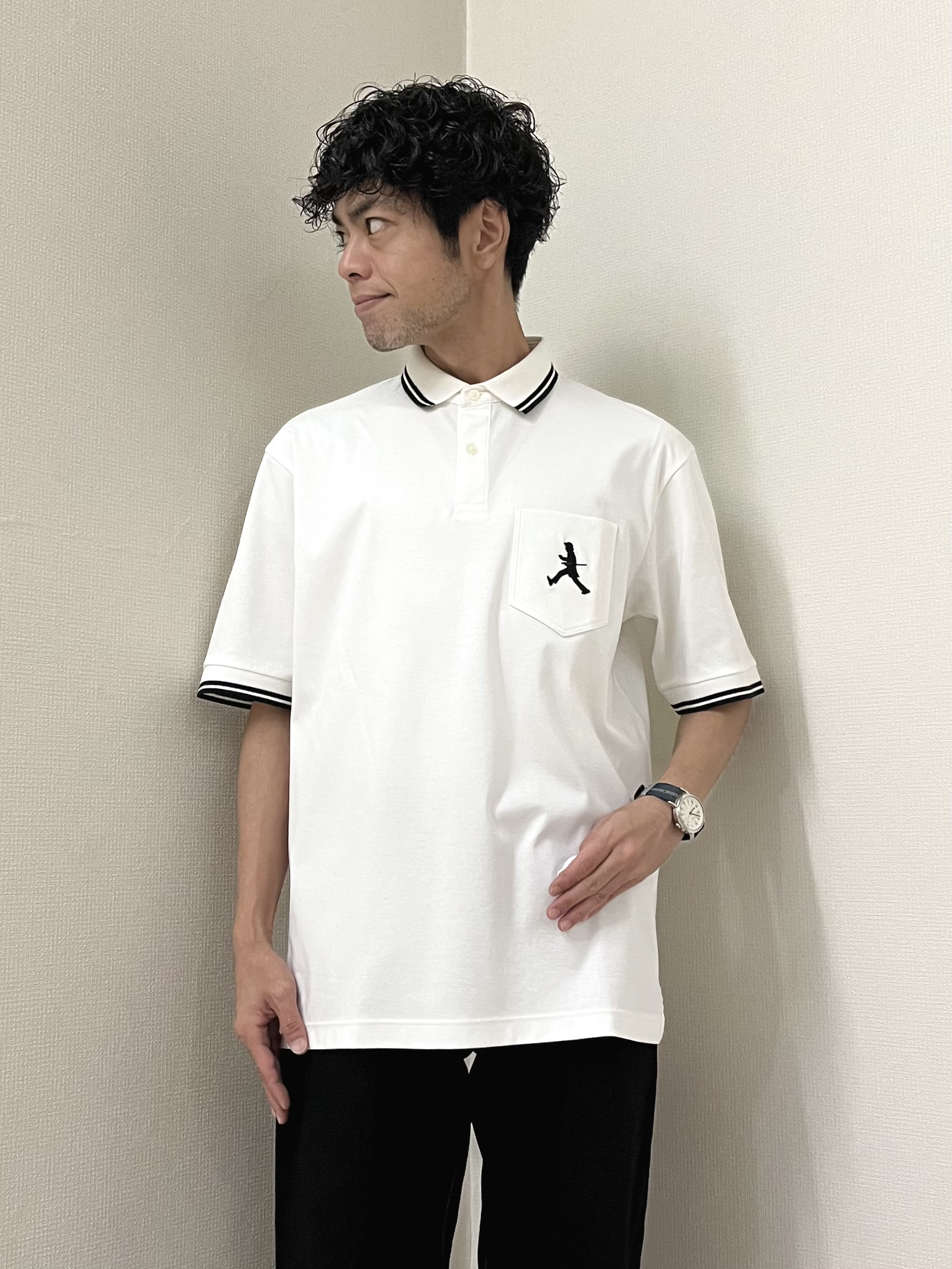 URAさんの「TAKEO KIKUCHI｜【BOWLER HAT LABEL】アイスクリアコットン ボーラーハットウォーカー ポロシャツ」を使ったコーディネート