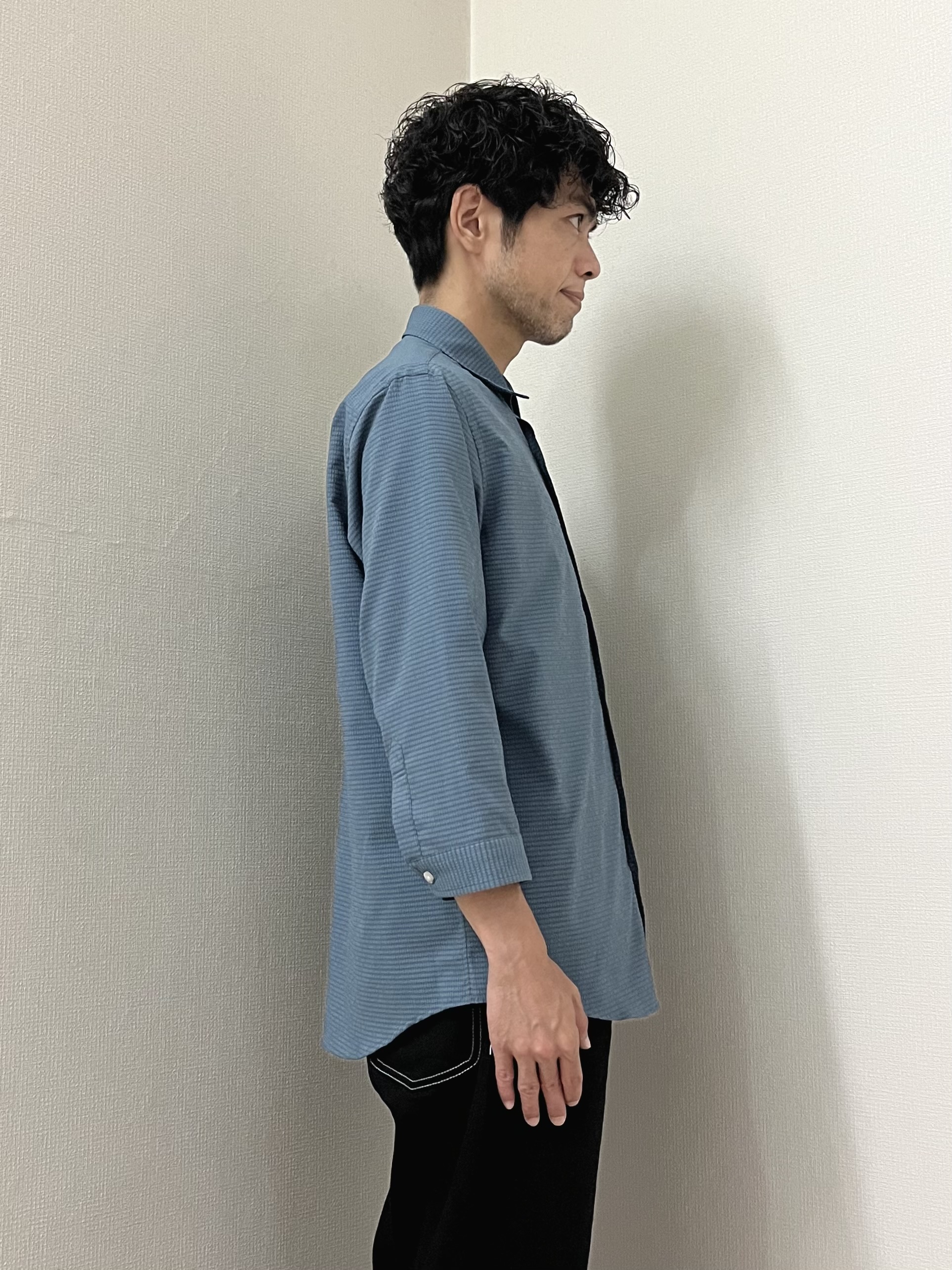 URAさんの「TAKEO KIKUCHI｜【日本製】DotAir（R）サッカー7分袖シャツ」を使ったコーディネート