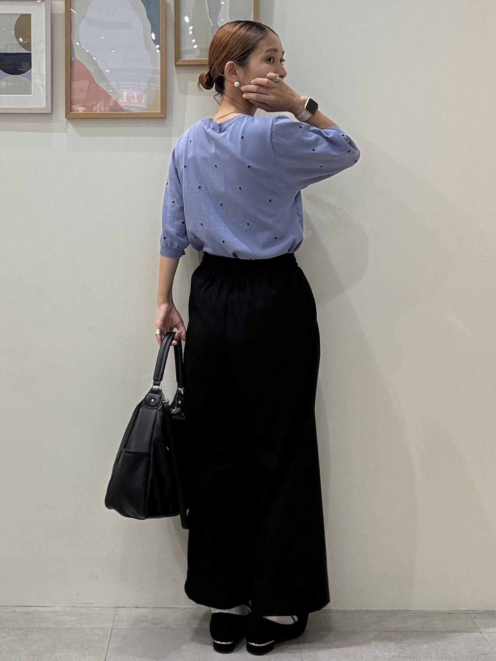 たけぴさんの「SHOO･LA･RUE｜【ひんやり/S-LL】ほんのり甘い ドット刺繍ニット」を使ったコーディネート