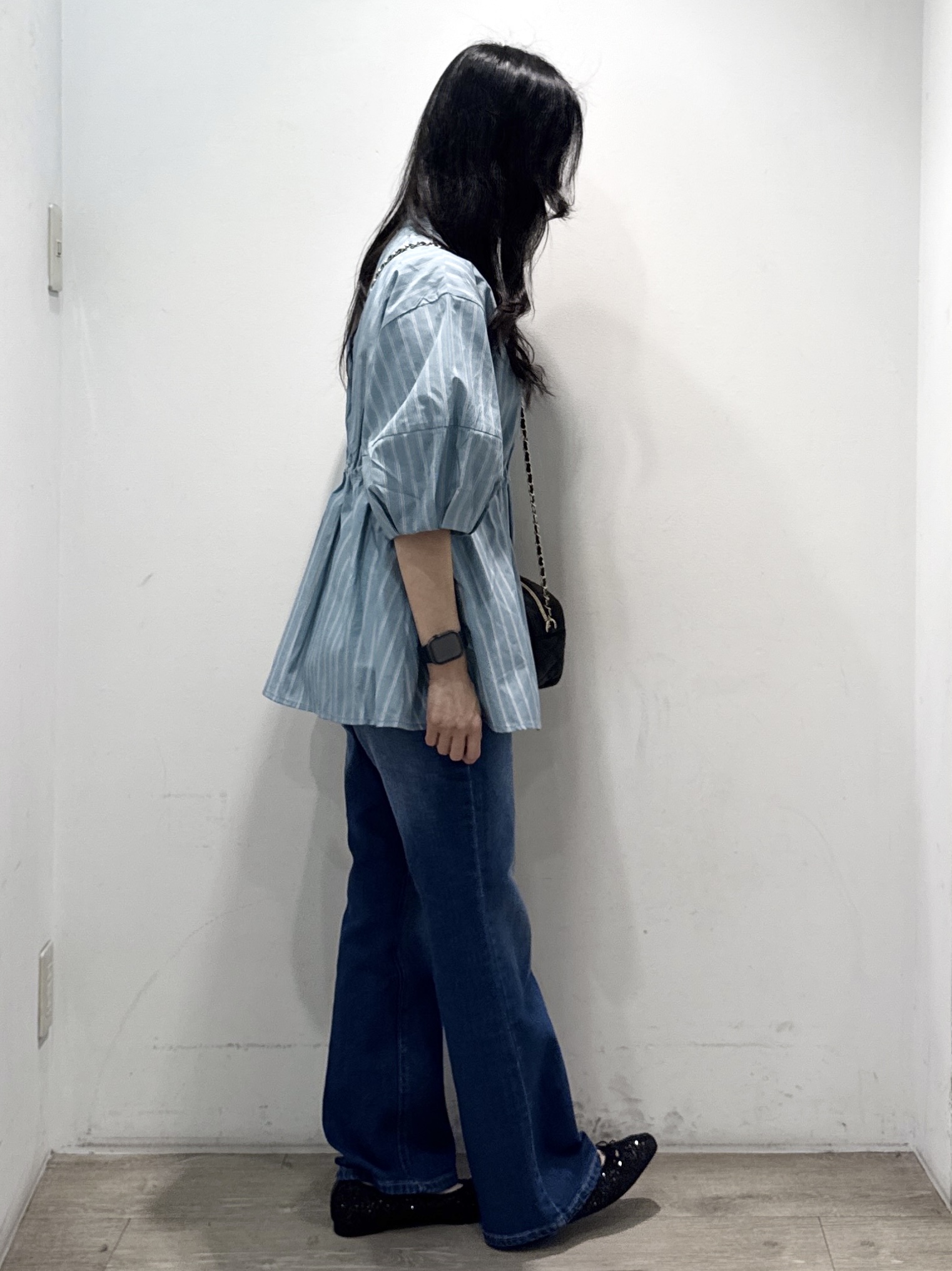 yuicciさんの「OPAQUE.CLIP｜ストライプ ペプラムブラウス【洗濯機OK】」を使ったコーディネート