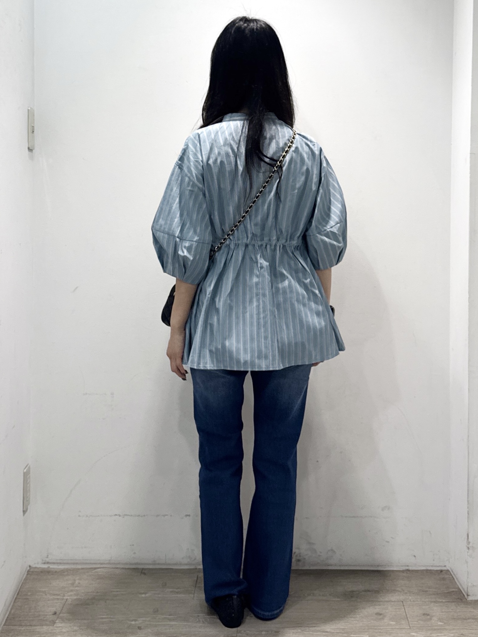 yuicciさんの「OPAQUE.CLIP｜ストライプ ペプラムブラウス【洗濯機OK】」を使ったコーディネート