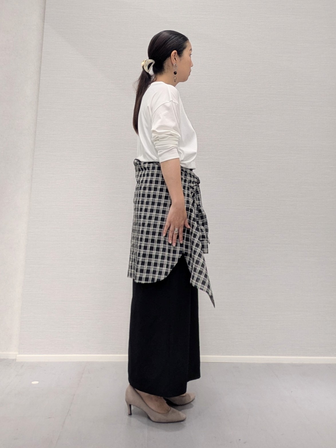 makkyさんの「UNTITLED｜シアーチェックシャツブラウス」を使ったコーディネート