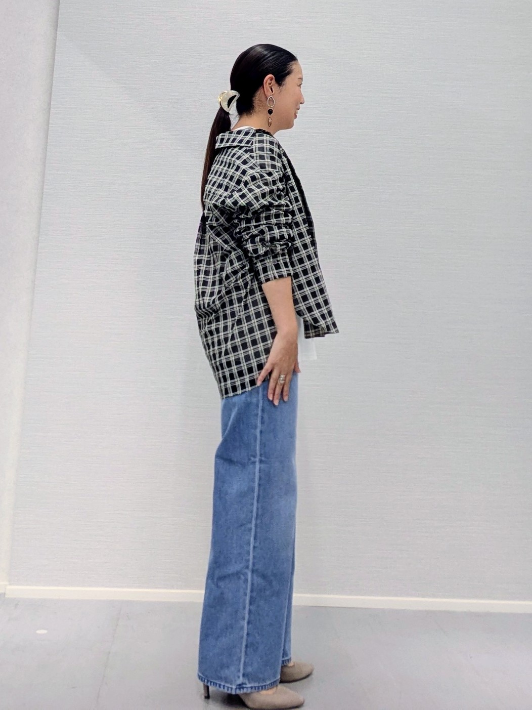 makkyさんの「UNTITLED｜シアーチェックシャツブラウス」を使ったコーディネート