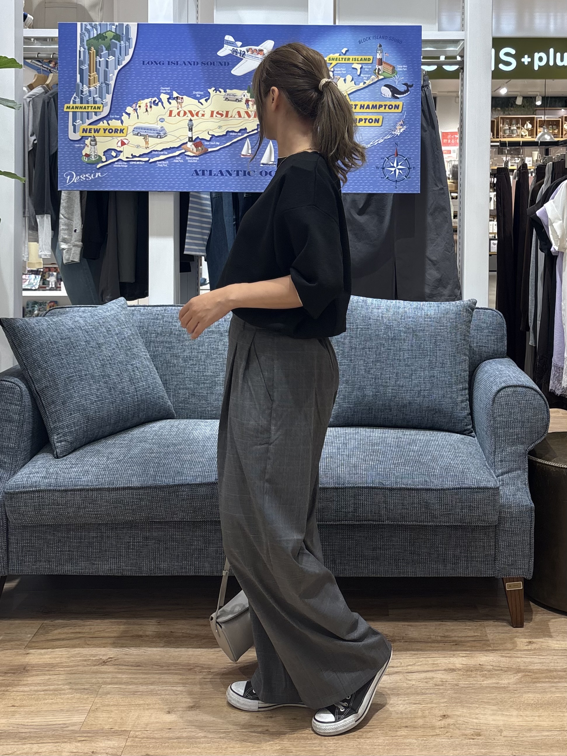 yuinaさんの「Dessin｜【UVカット/マシンウォッシャブル】6分袖配色ニット」を使ったコーディネート