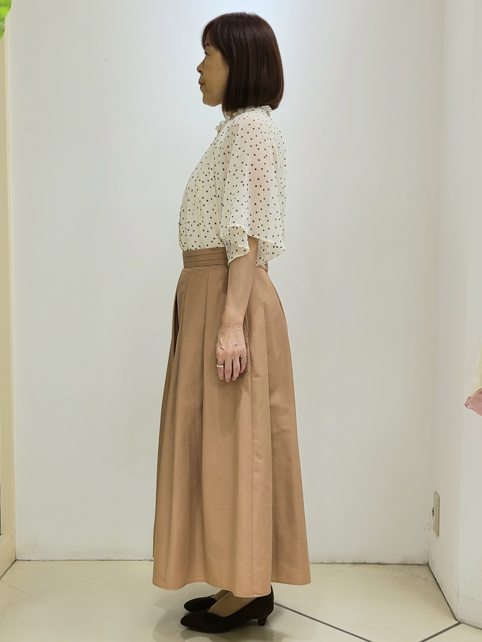 matsuさんの「Reflect｜【セットアップ／手洗い可】ドット柄シアーブラウス」を使ったコーディネート