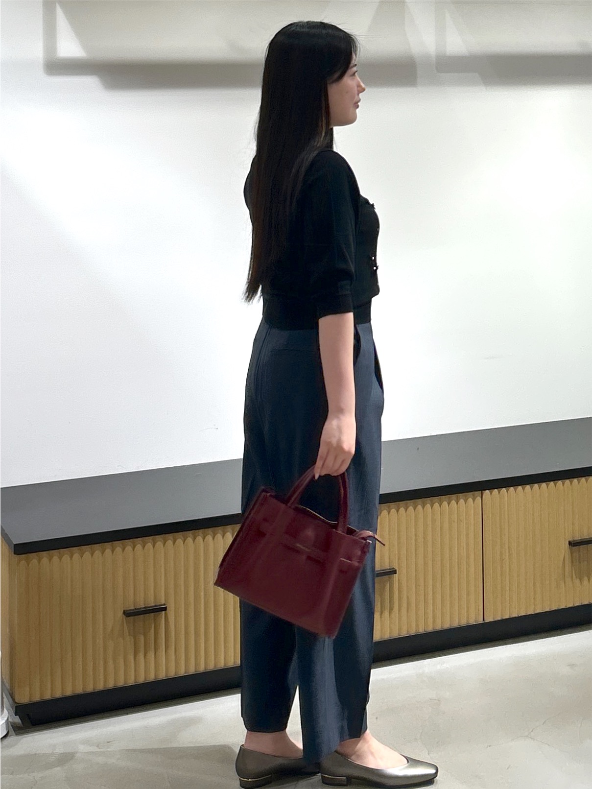 sayaさんの「OPAQUE.CLIP｜お花ビジュー6分袖ニット【洗濯機OK】」を使ったコーディネート