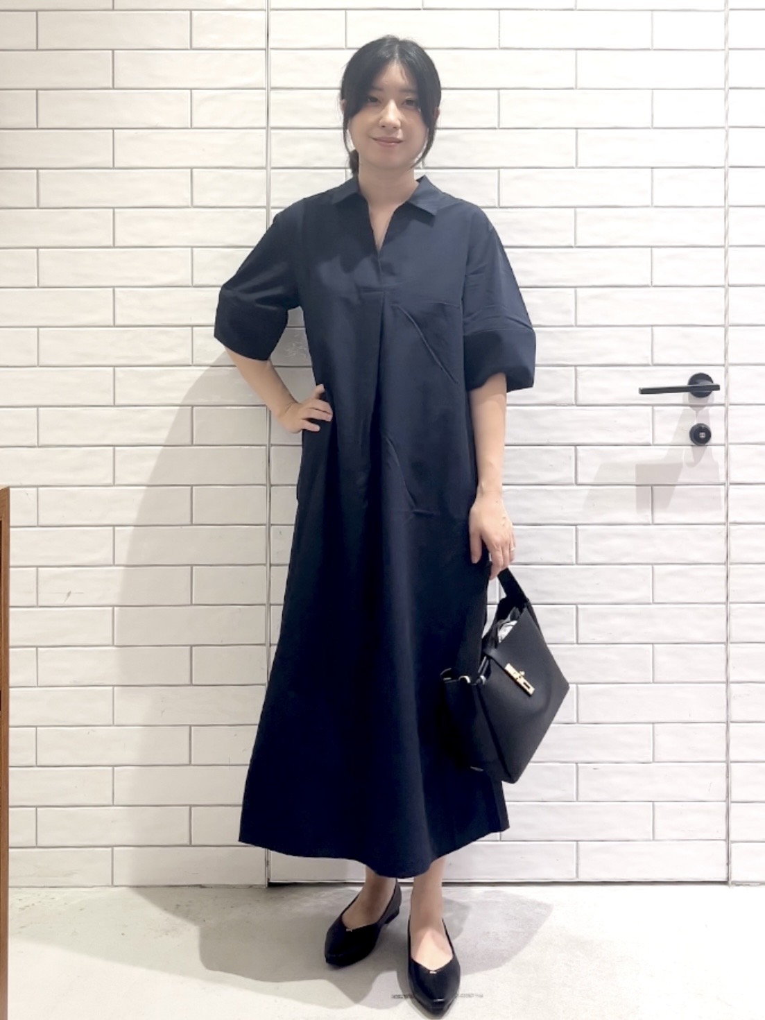 しおりさんの「OPAQUE.CLIP｜スキッパーシャツワンピース【洗濯機OK】」を使ったコーディネート