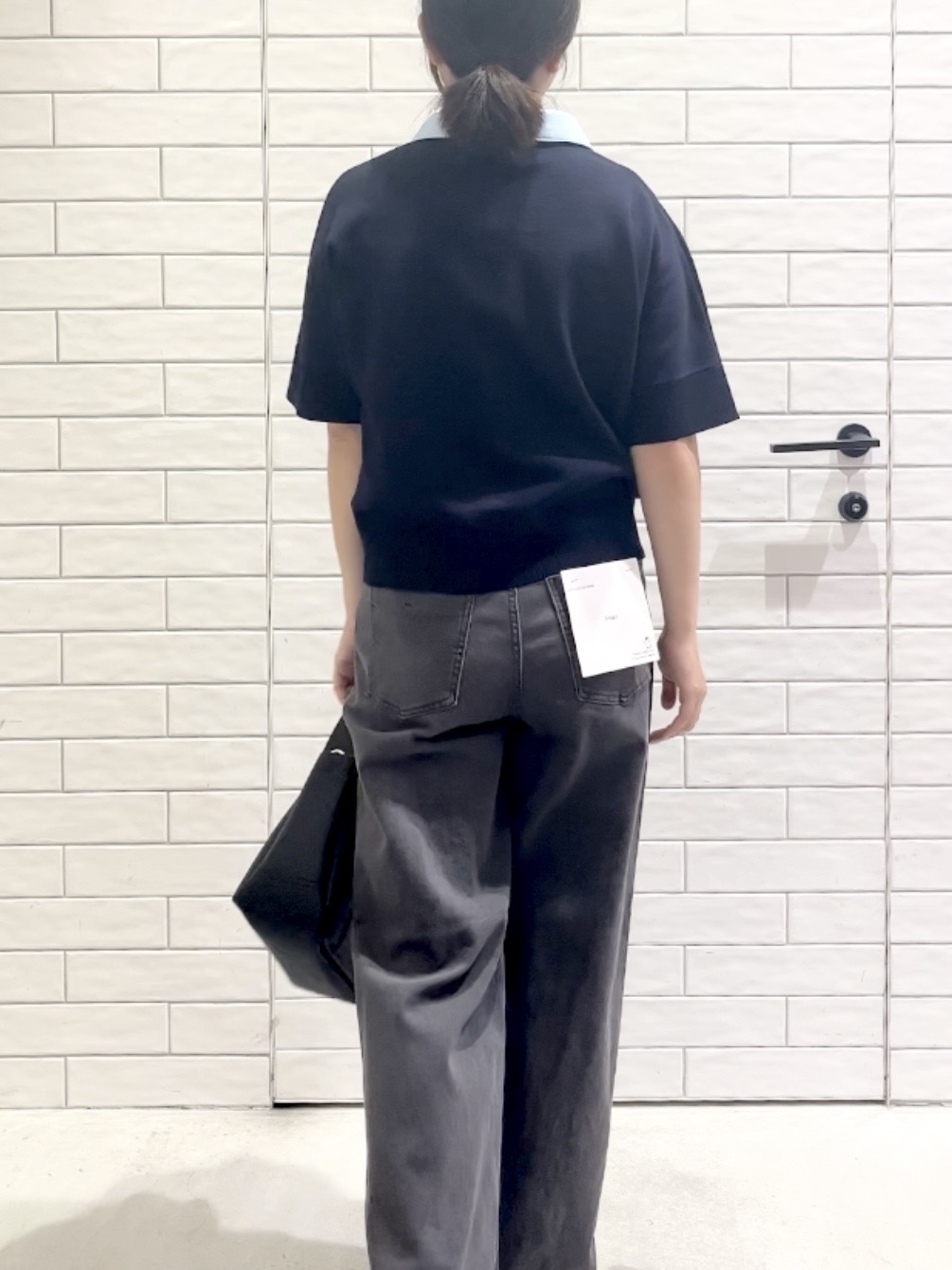 しおりさんの「OPAQUE.CLIP｜2WAY衿ドッキングニット《洗濯機OK》」を使ったコーディネート