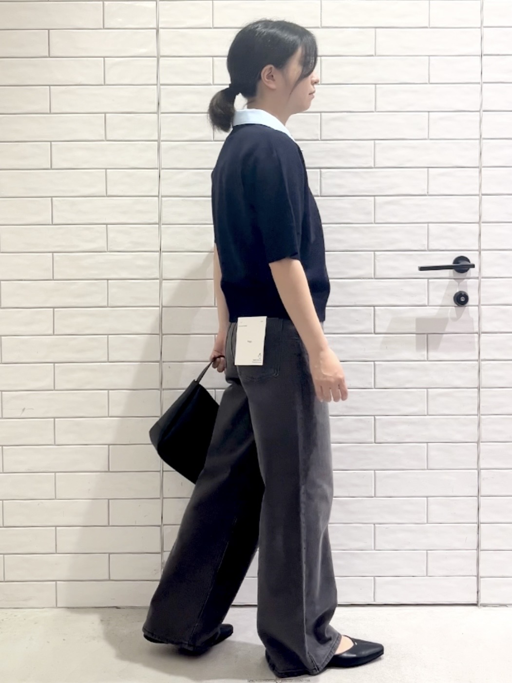 しおりさんの「OPAQUE.CLIP｜2WAY衿ドッキングニット《洗濯機OK》」を使ったコーディネート