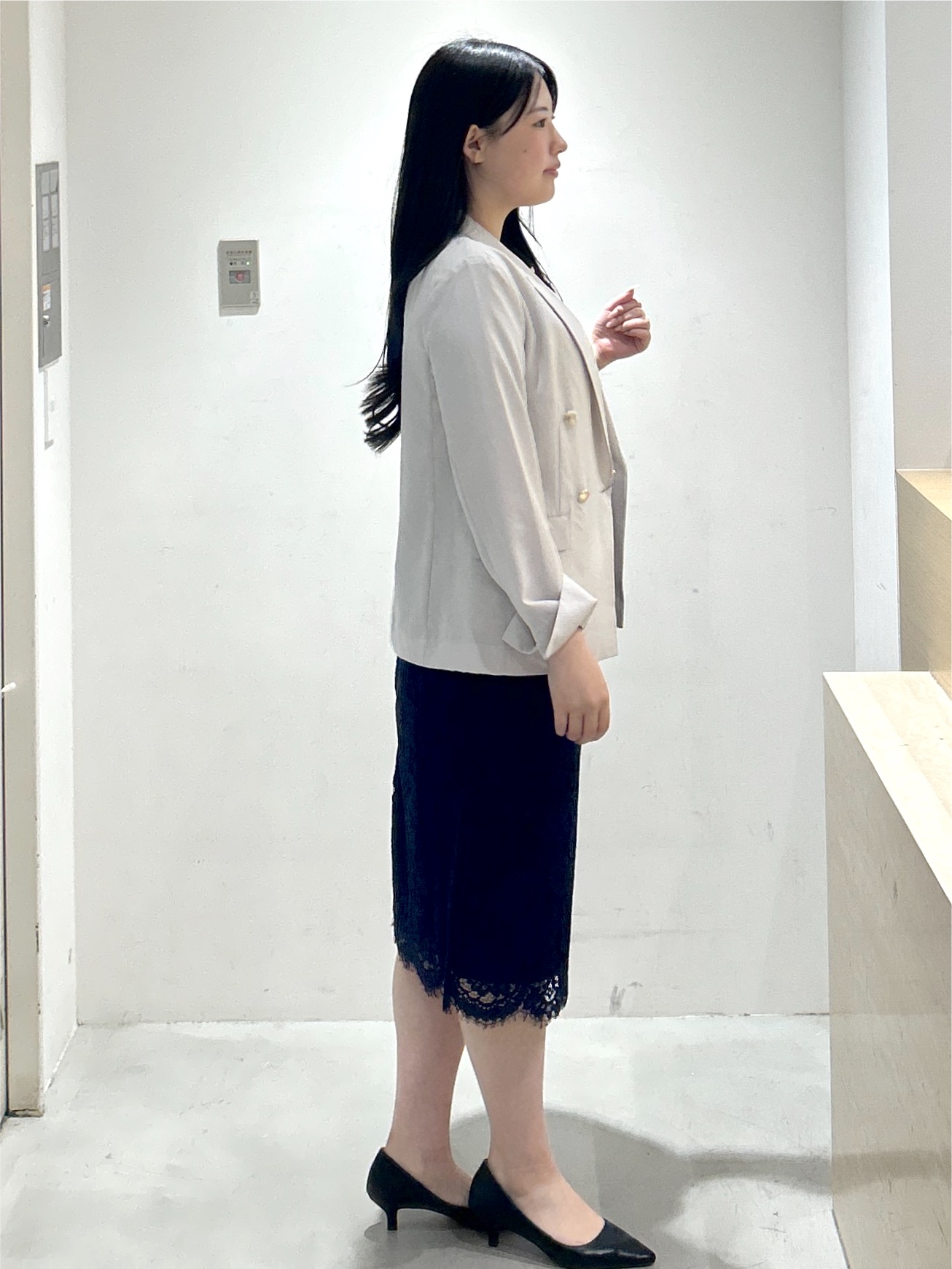 sayaさんの「OPAQUE.CLIP｜《再入荷》ダブルブレストテーラードジャケット【接触冷感／吸水速乾／イージーアイロン／防シワ／洗濯機O」を使ったコーディネート