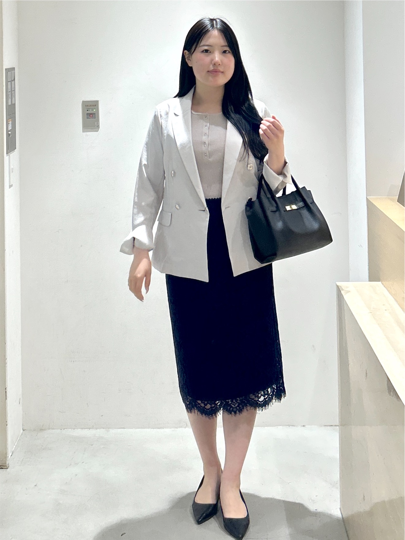 sayaさんの「OPAQUE.CLIP｜《再入荷》ダブルブレストテーラードジャケット【接触冷感／吸水速乾／イージーアイロン／防シワ／洗濯機O」を使ったコーディネート