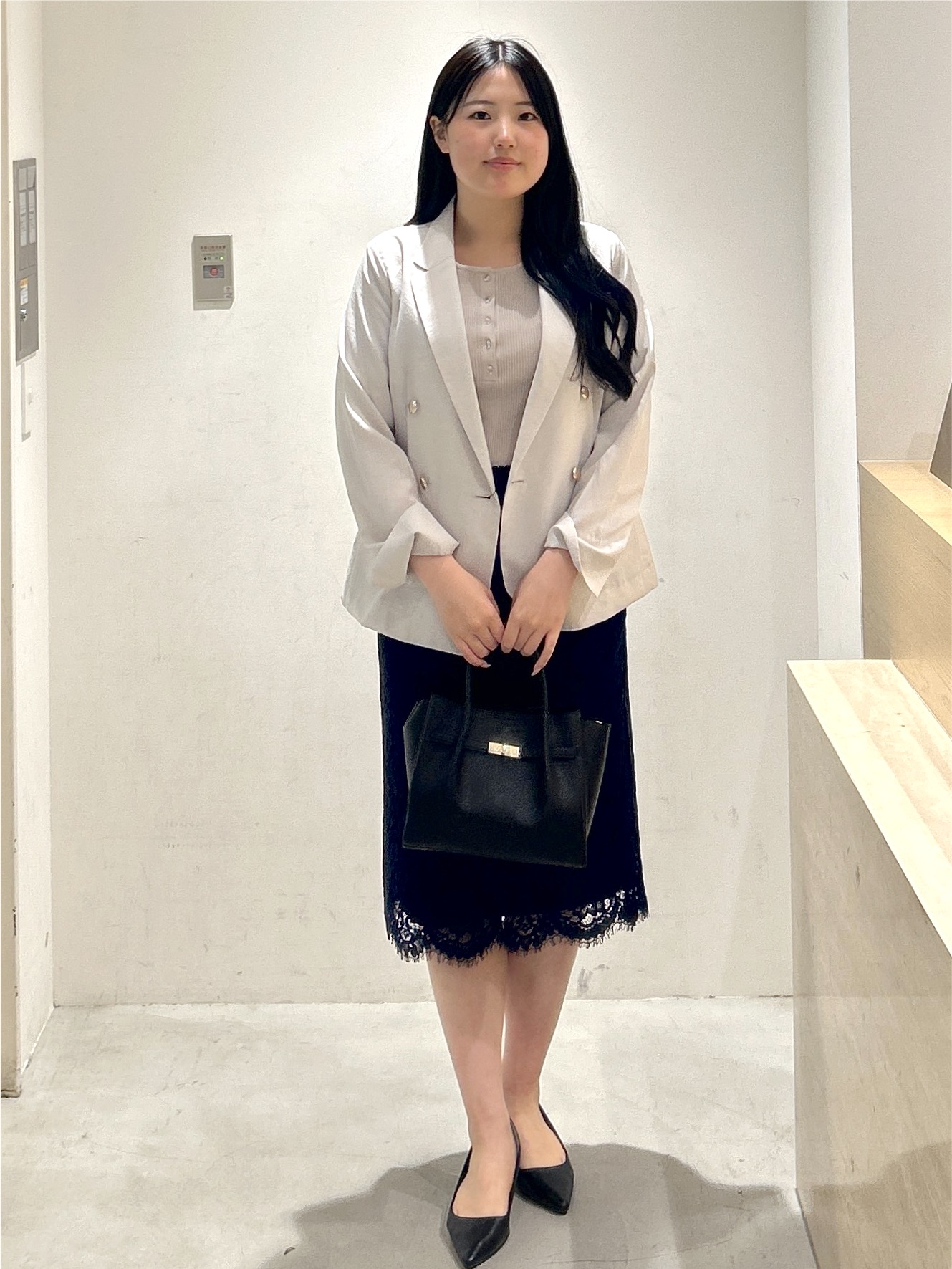 sayaさんの「OPAQUE.CLIP｜《再入荷》ダブルブレストテーラードジャケット【接触冷感／吸水速乾／イージーアイロン／防シワ／洗濯機O」を使ったコーディネート